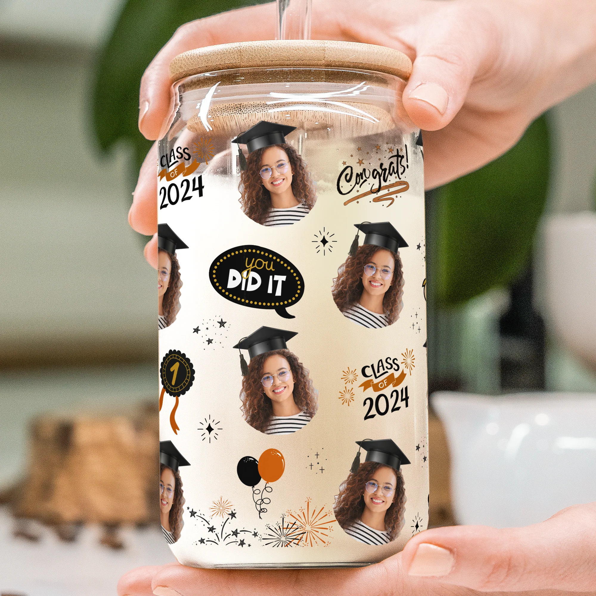 Graduation Gift Custom Face - Personalized Photo Clear Glass Cup - Image 5