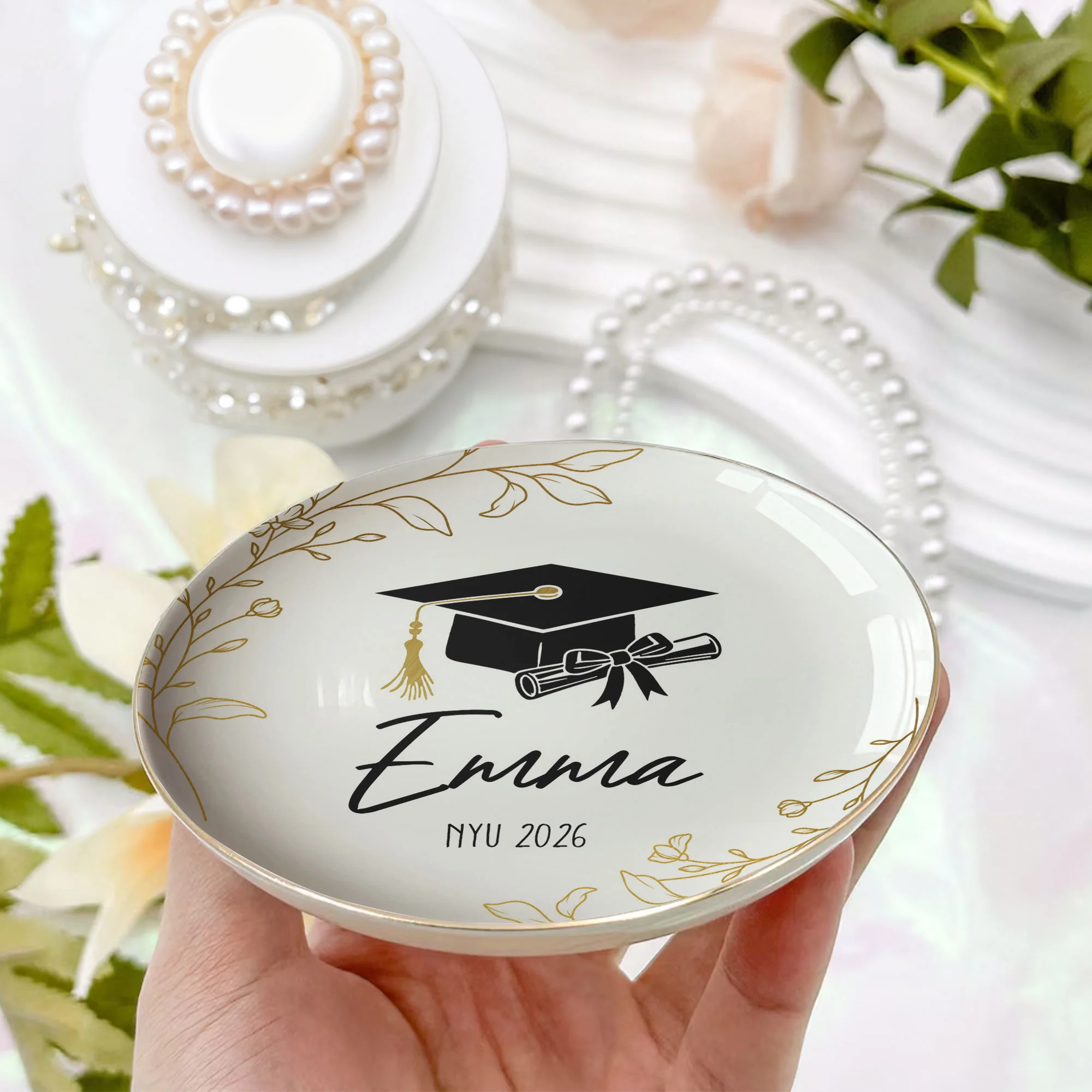 Graduation Gift Custom Name School Year - Personalized Jewelry Dish - Image 2