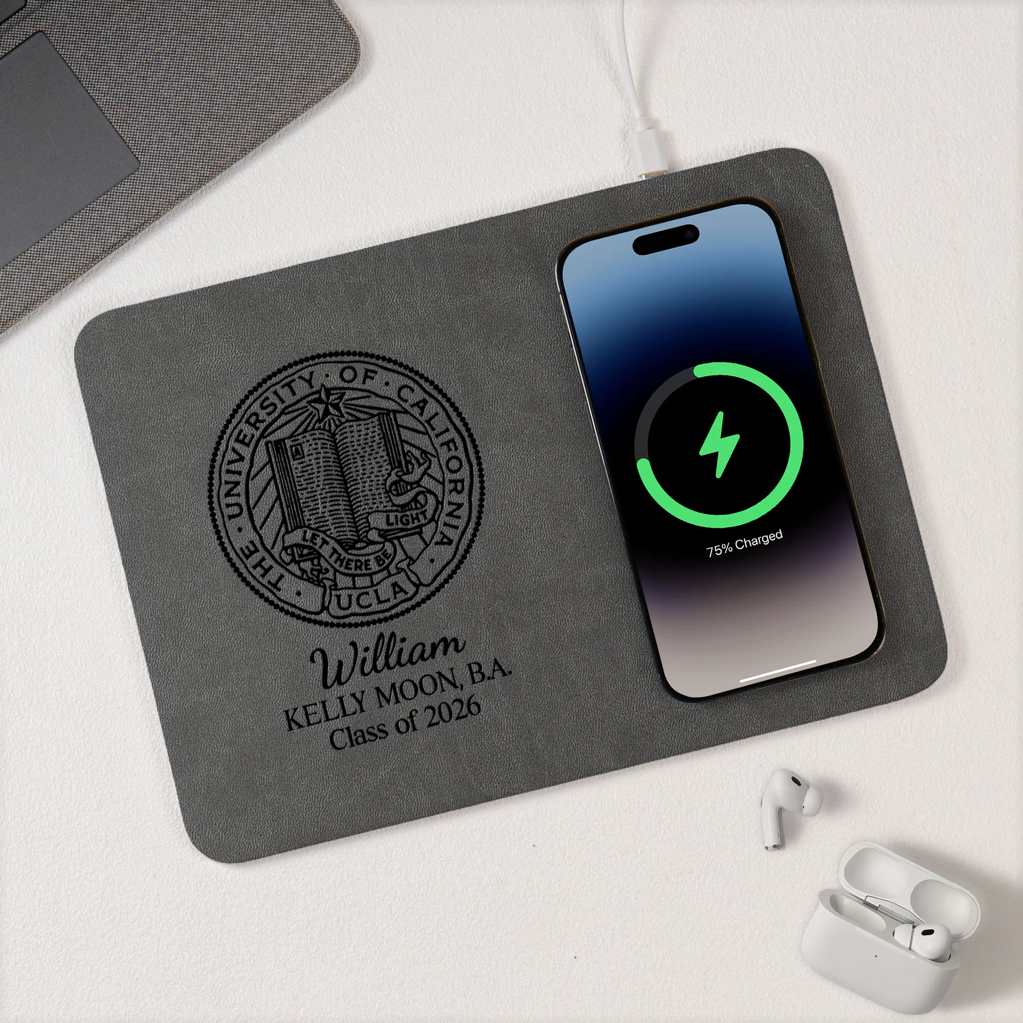 Graduation Gift Custom With University College Seal Year - Personalized Charging Pad - Image 3