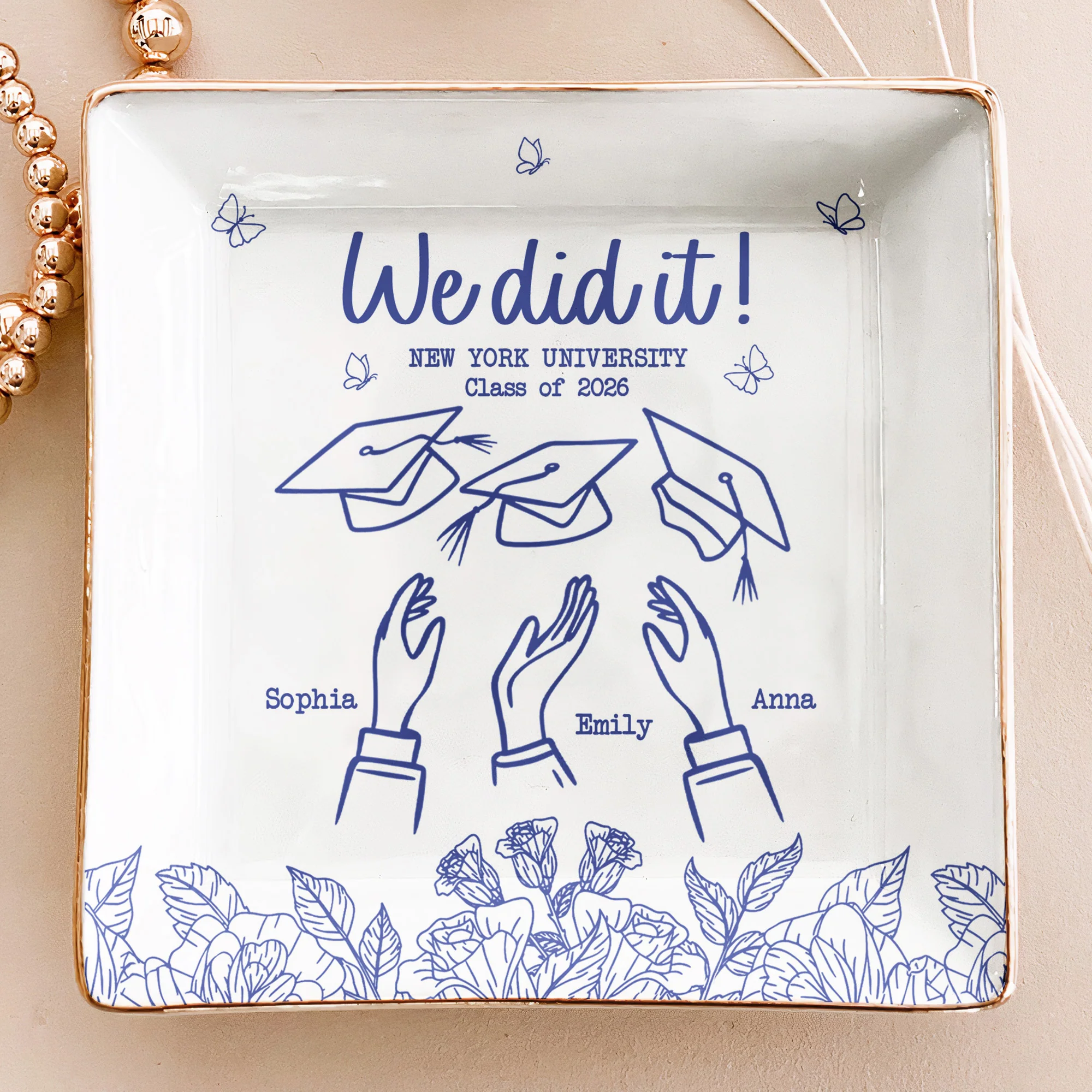 Graduation Gift For Friends - Personalized Jewelry Dish - Image 3