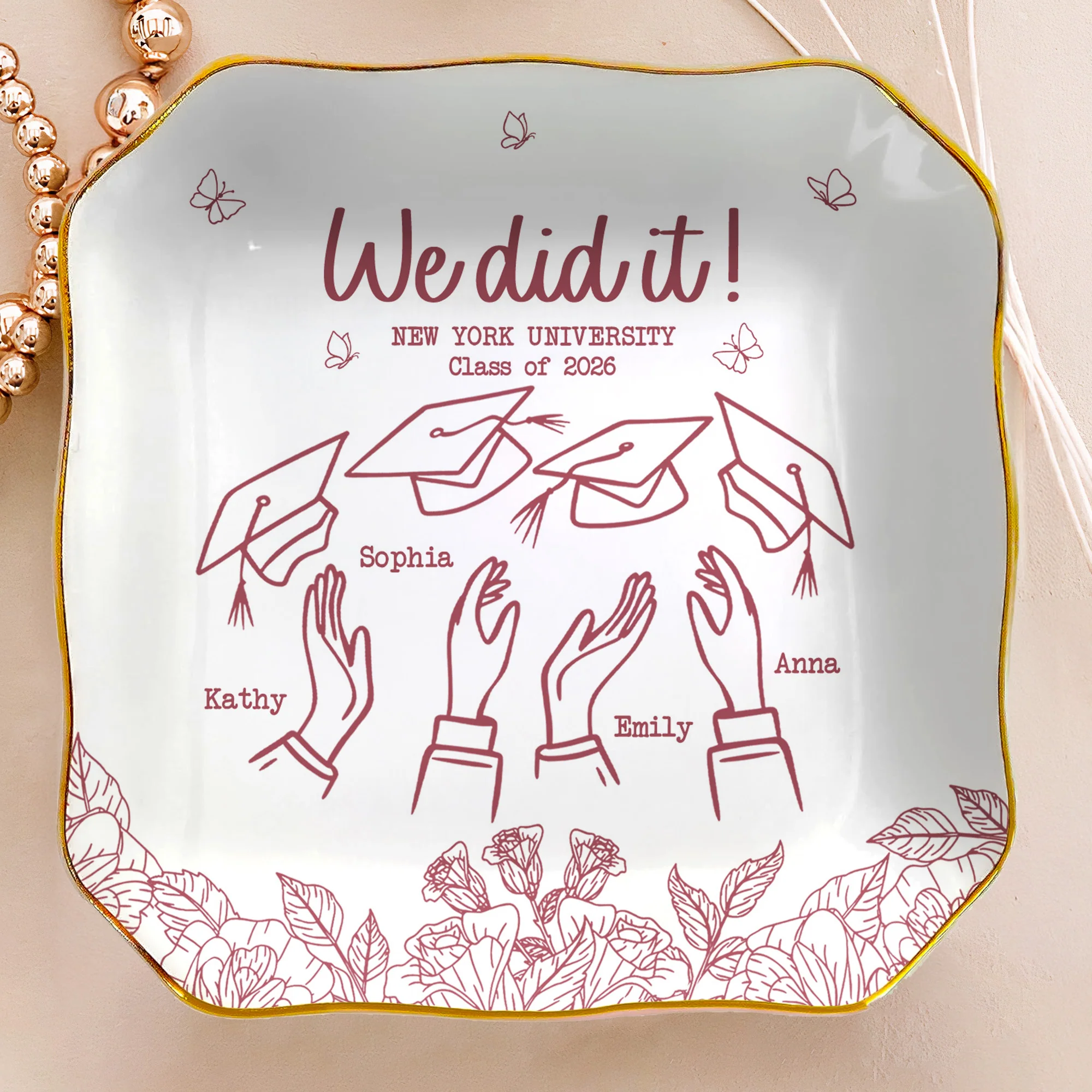 Graduation Gift For Friends - Personalized Jewelry Dish - Image 5