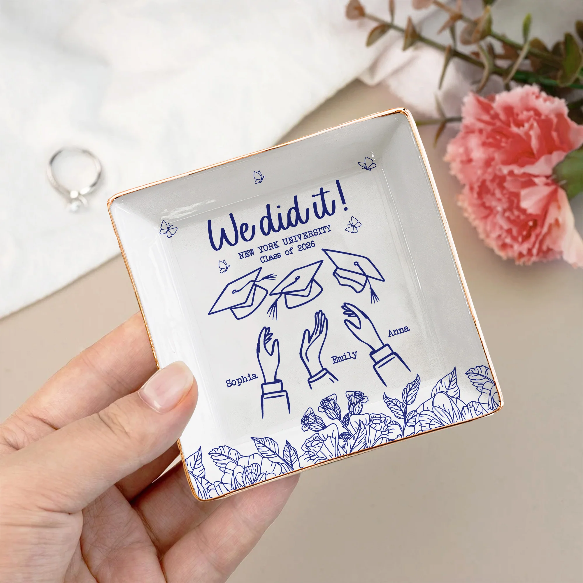 Graduation Gift For Friends - Personalized Jewelry Dish - Image 6