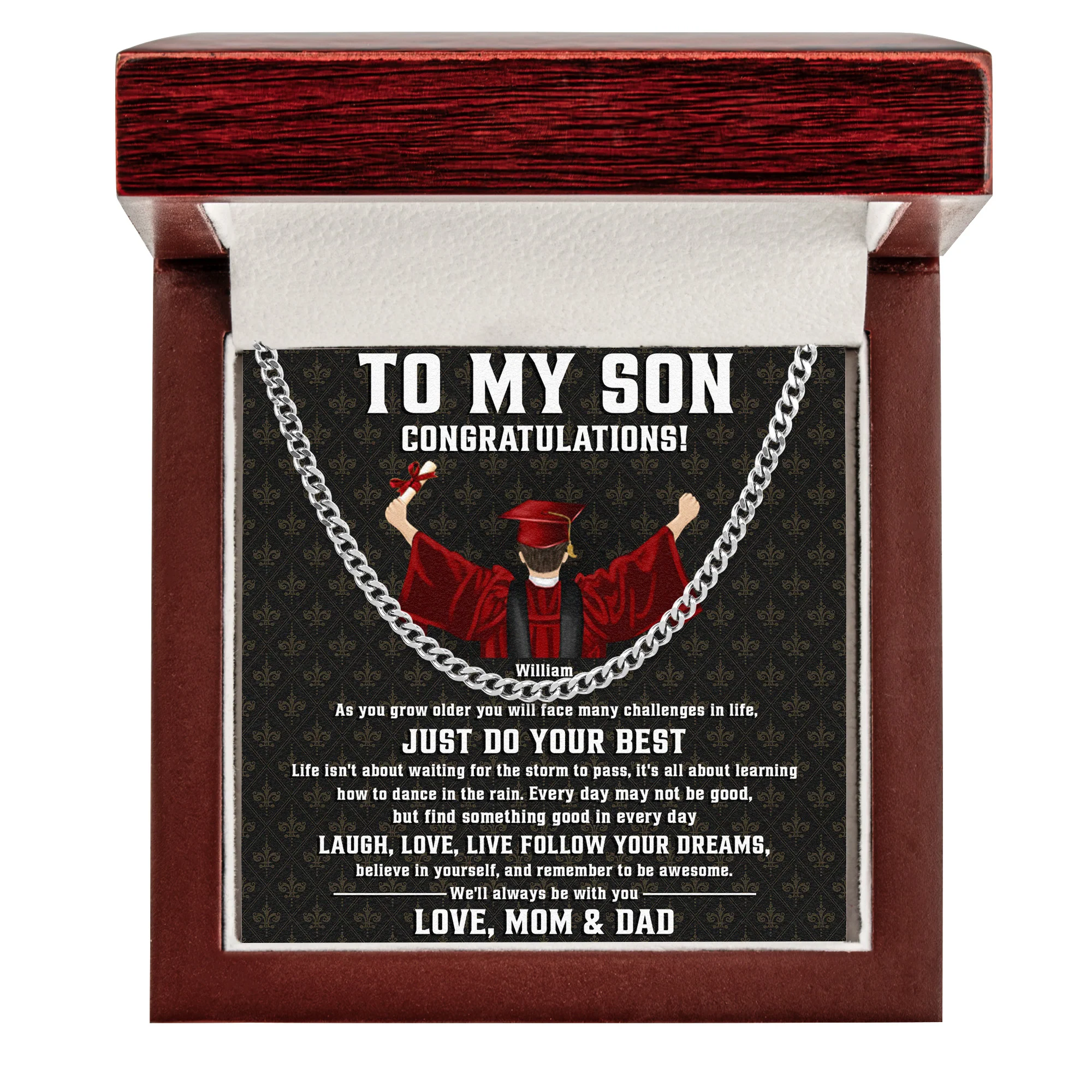 Graduation Gift For Son Believe In Yourself - Personalized Men's Cuban Link Chain - Image 2