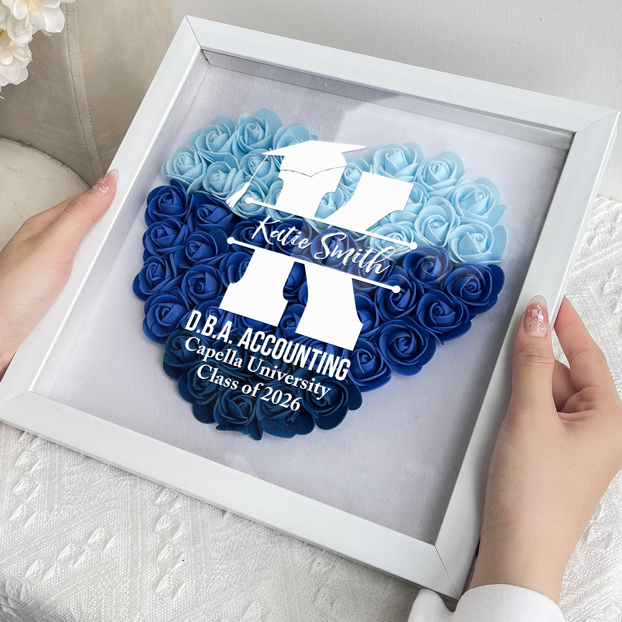 Graduation Gift For Women, Men - Personalized Flower Shadow Box - Image 3