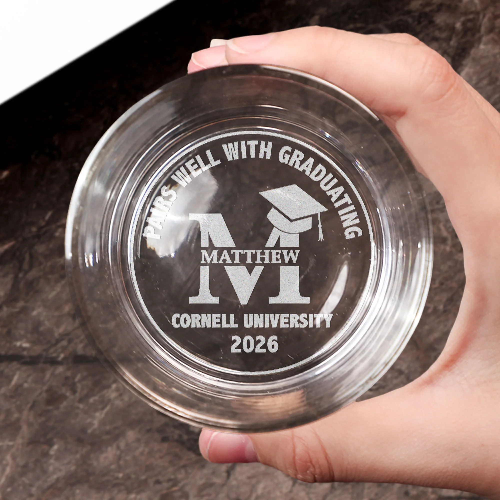 Graduation Gift Pairs Well With Graduating - Personalized Engraved Whiskey Glass - Image 3