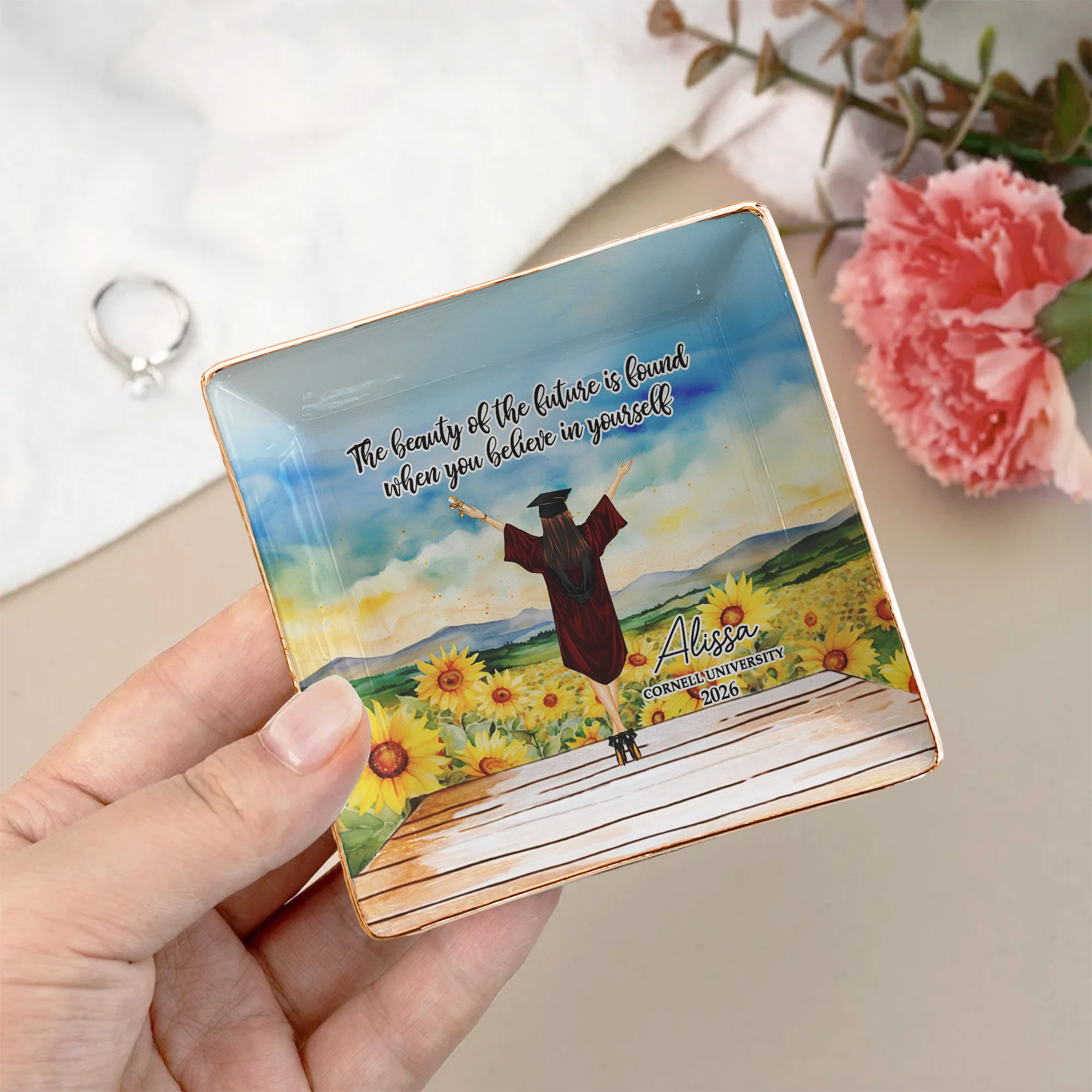 Graduation Gift The Beauty Of The Future Is Found - Personalized Jewelry Dish - Image 2