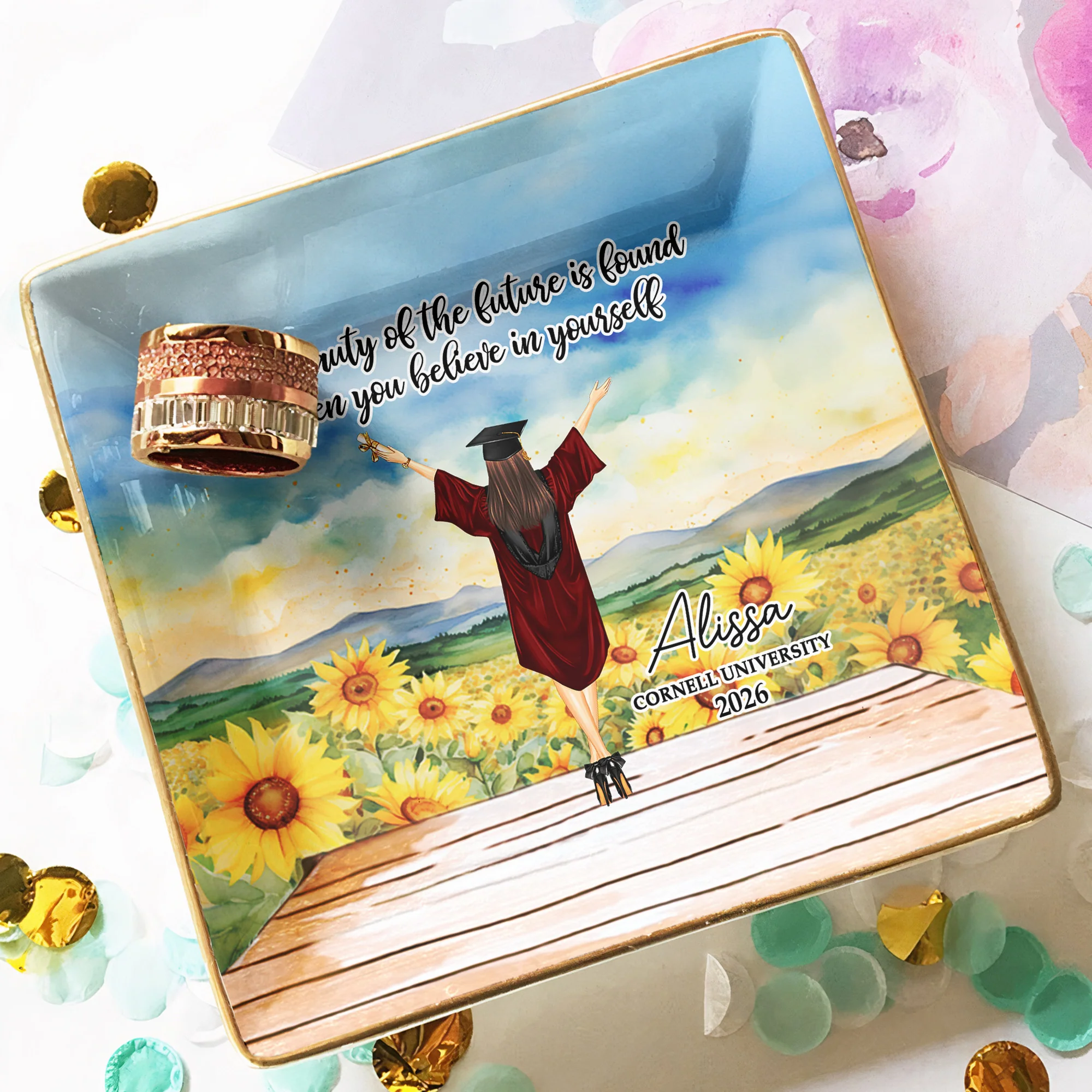Graduation Gift The Beauty Of The Future Is Found - Personalized Jewelry Dish - Image 3