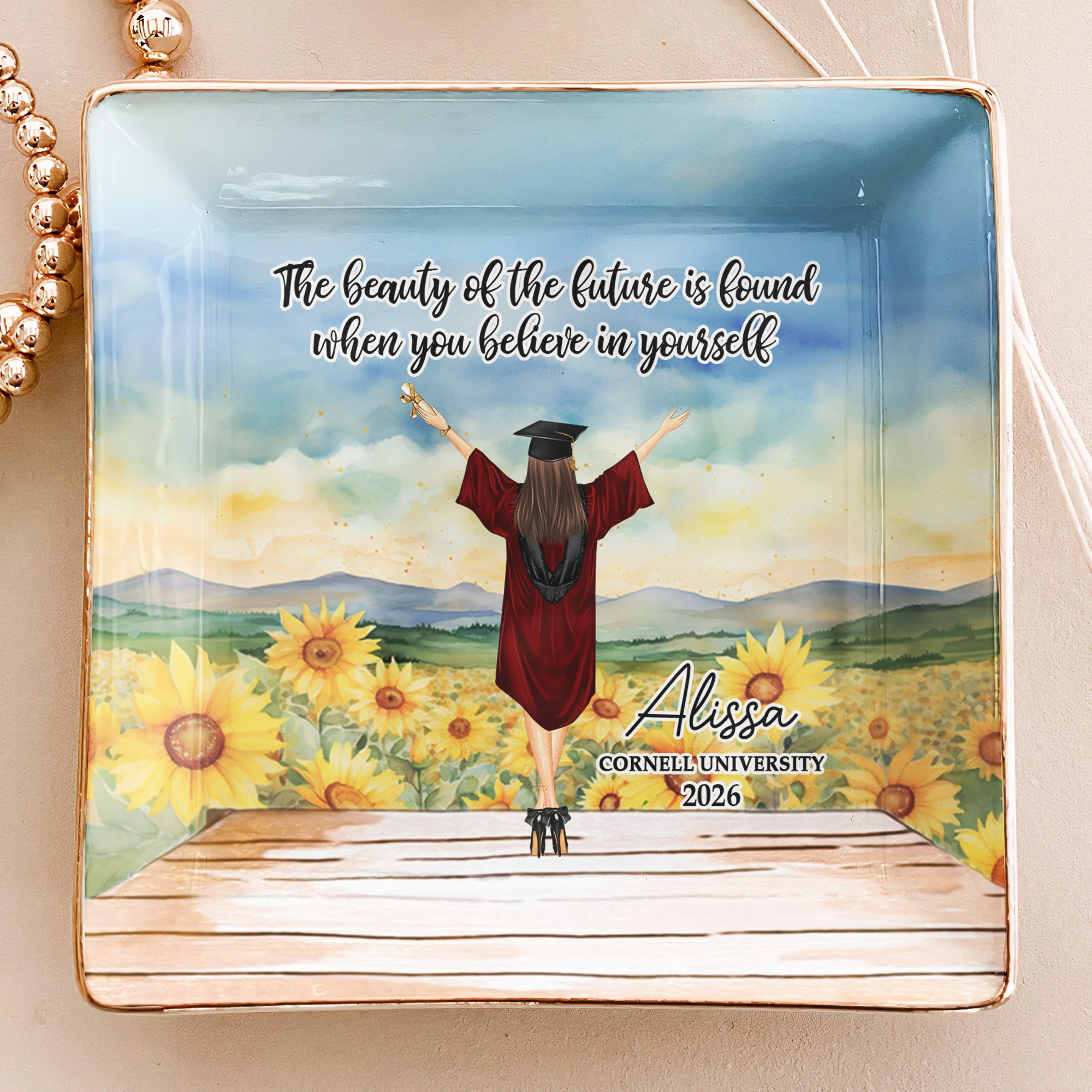 Graduation Gift The Beauty Of The Future Is Found - Personalized Jewelry Dish - Image 4