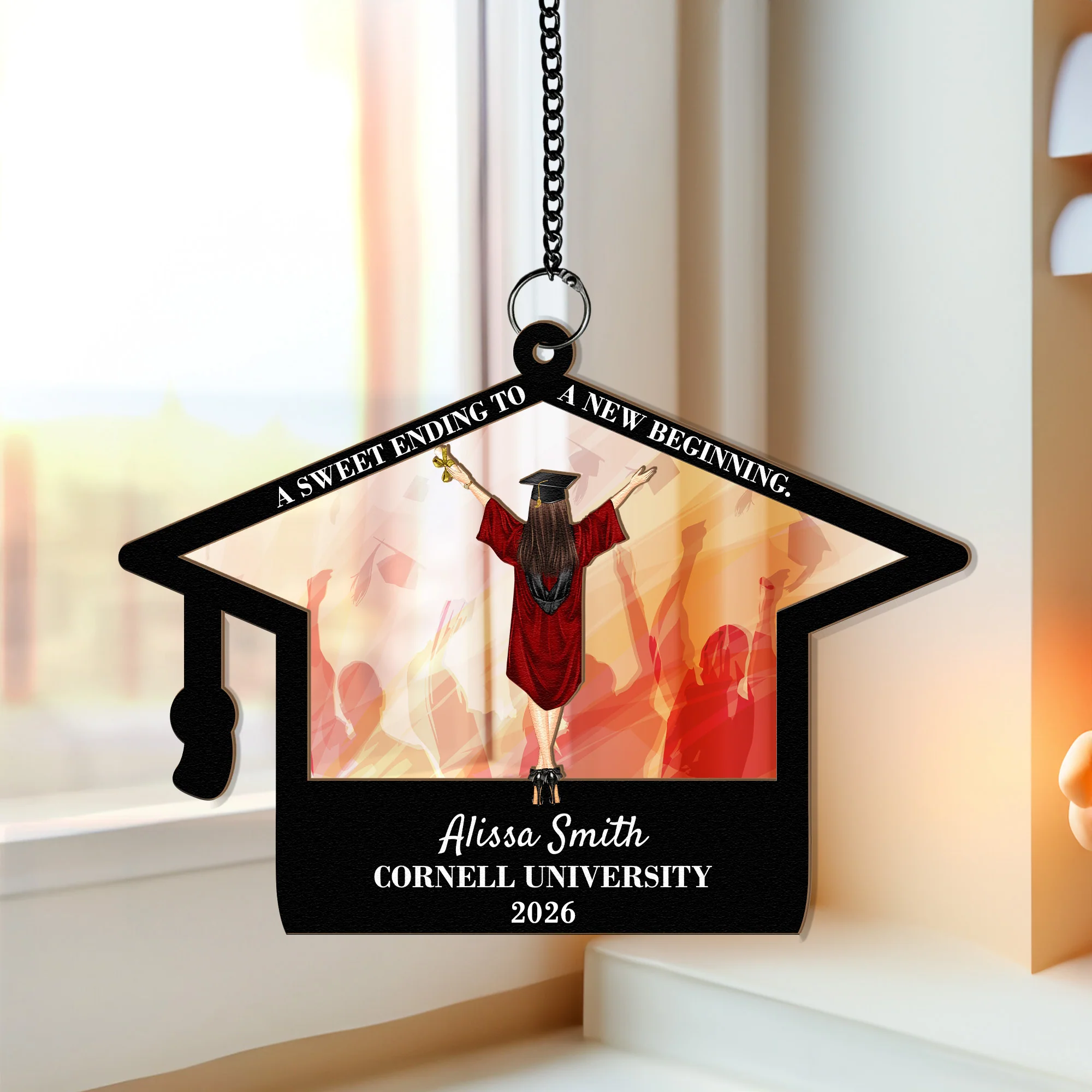 Graduation Gifts A New Beginning - Personalized Window Hanging Suncatcher Ornament - Image 2
