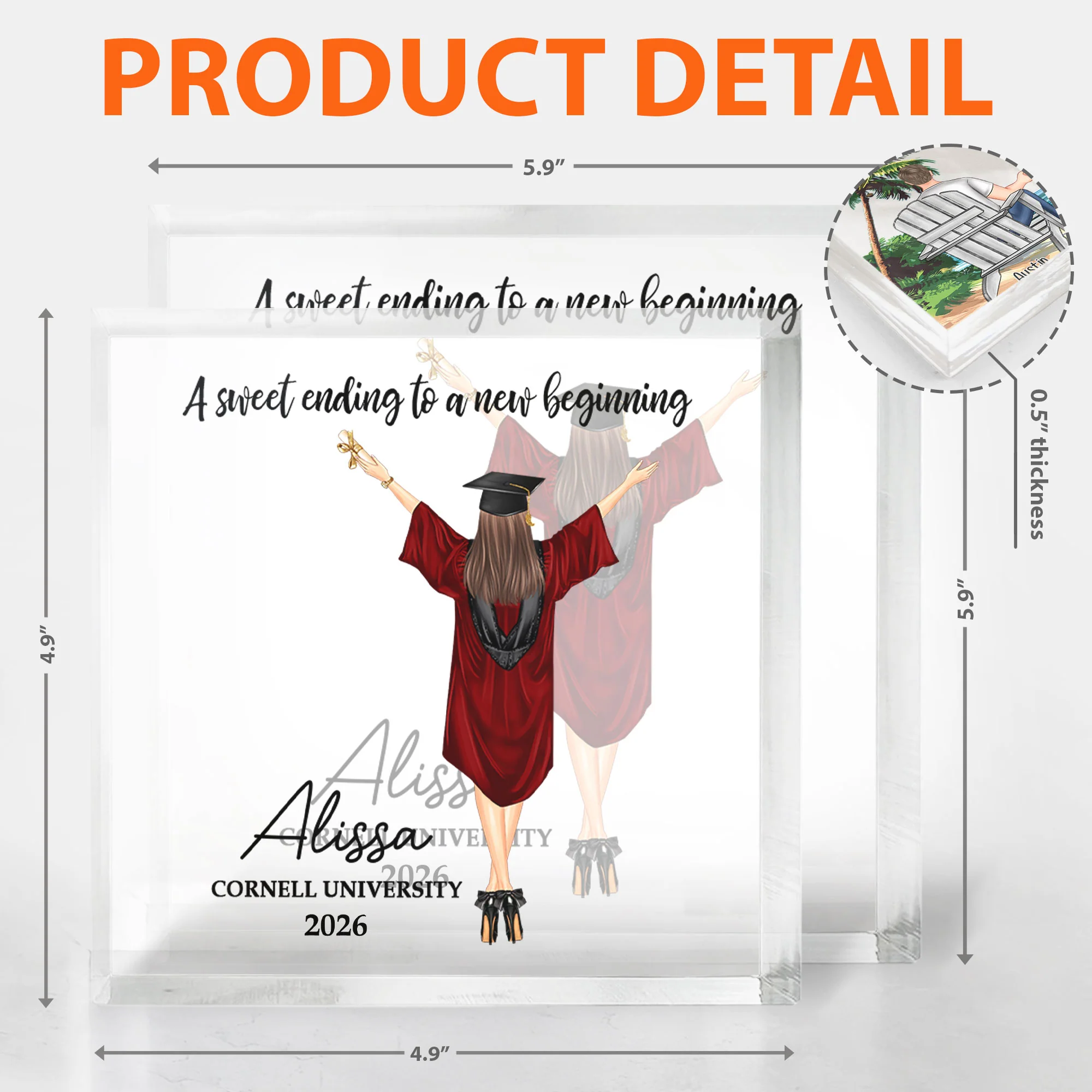 Graduation Gifts A Sweet Ending - Personalized Acrylic Plaque - Image 3