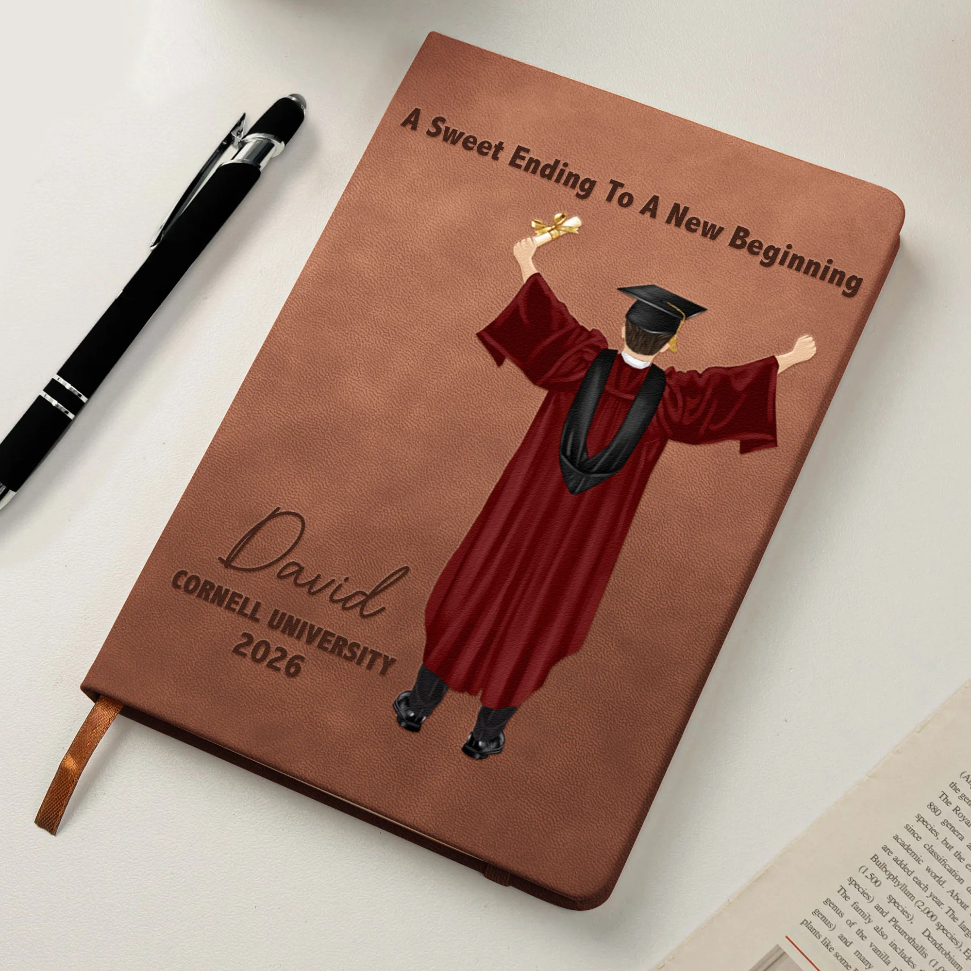 Graduation Journal He Believed He Could So He Did! - Personalized Leather Journal - Image 5