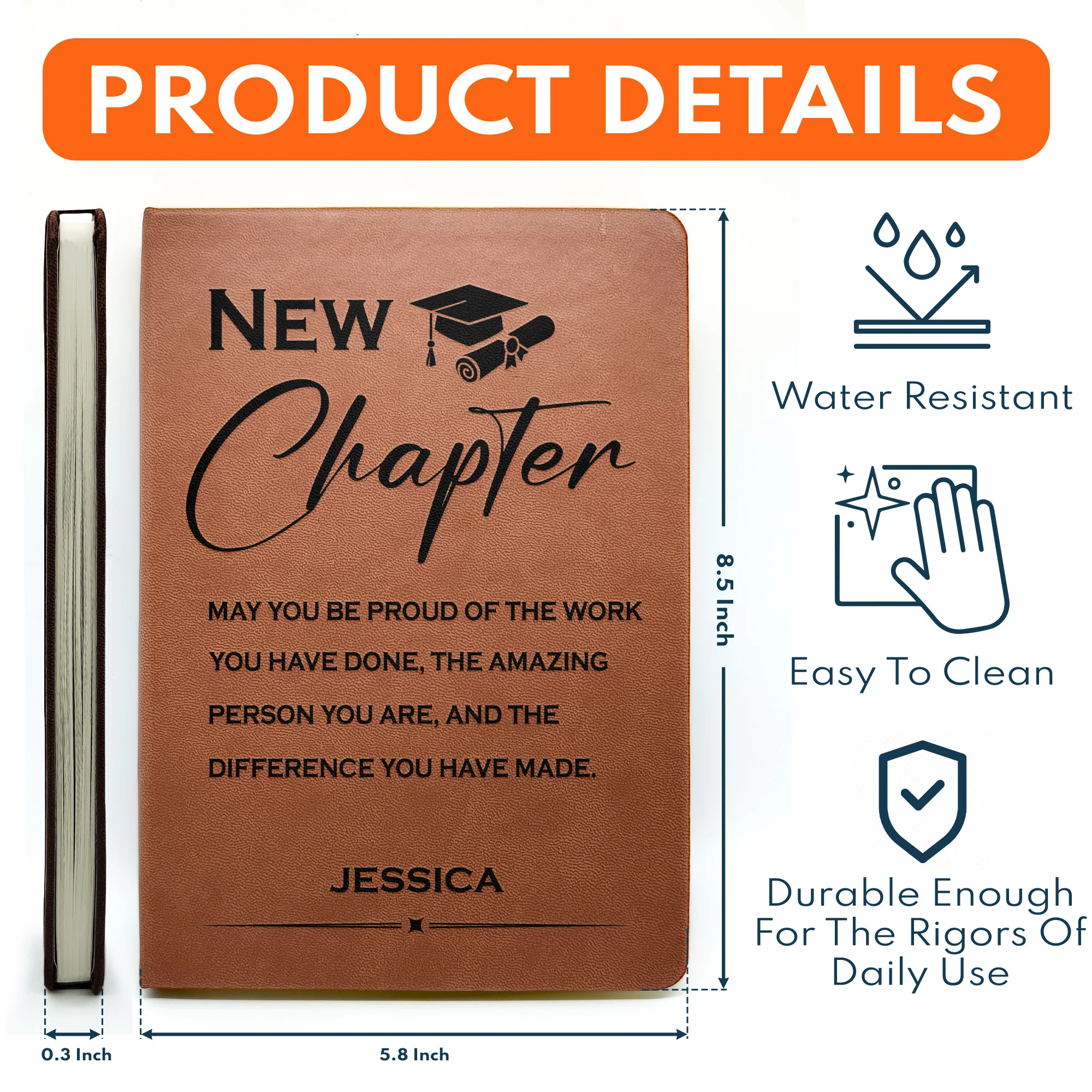Graduation May You Be Proud Of The Work - Personalized Leather Journal - Image 5