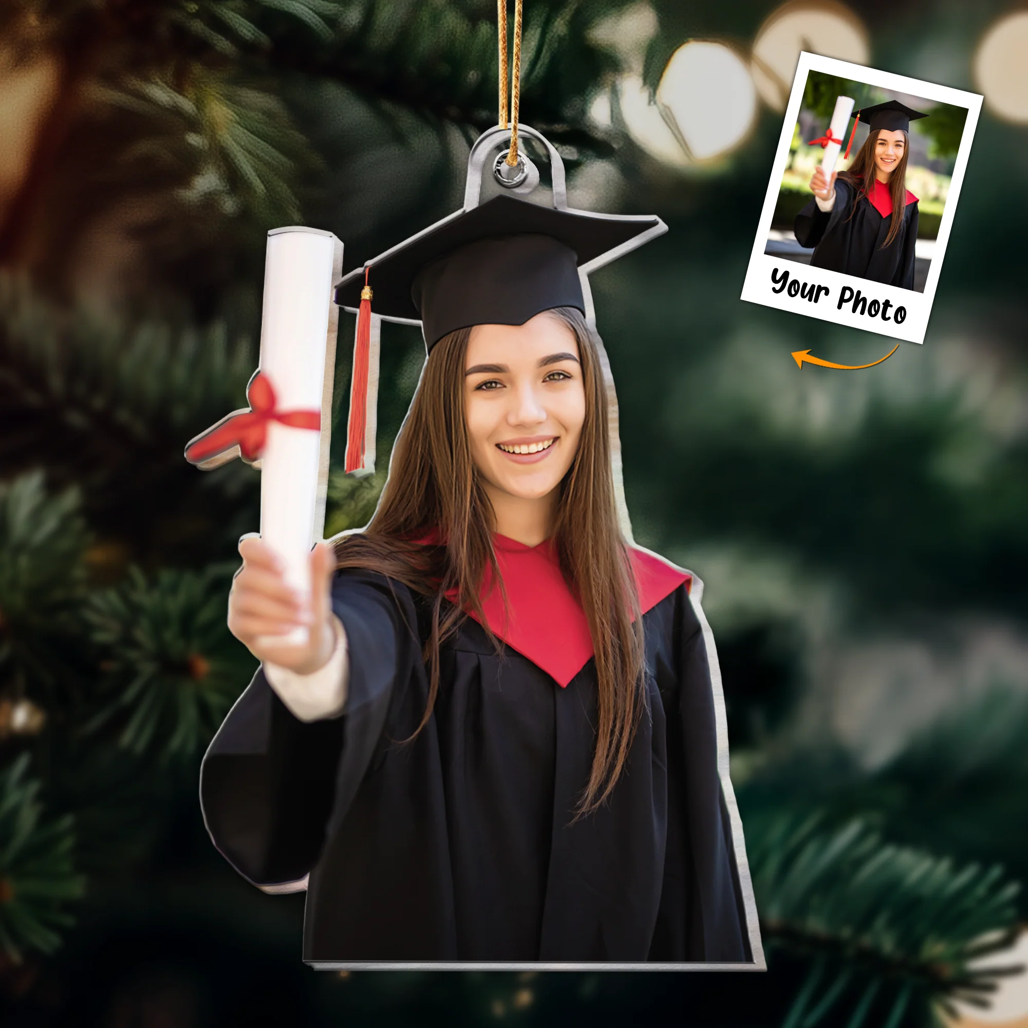 Graduation Ornament Gift For Family Member - Personalized Acrylic Photo Ornament - Image 4