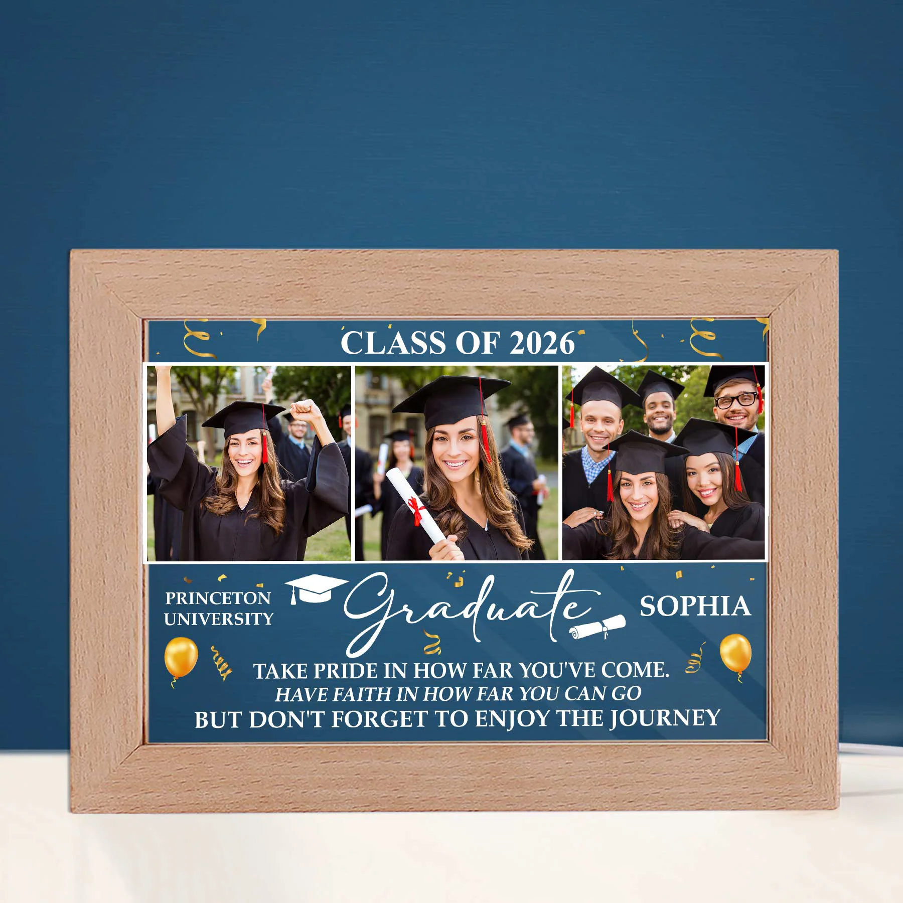 Graduation Take Pride In How Far You've Come - Personalized Photo Frame Lamp - Image 4