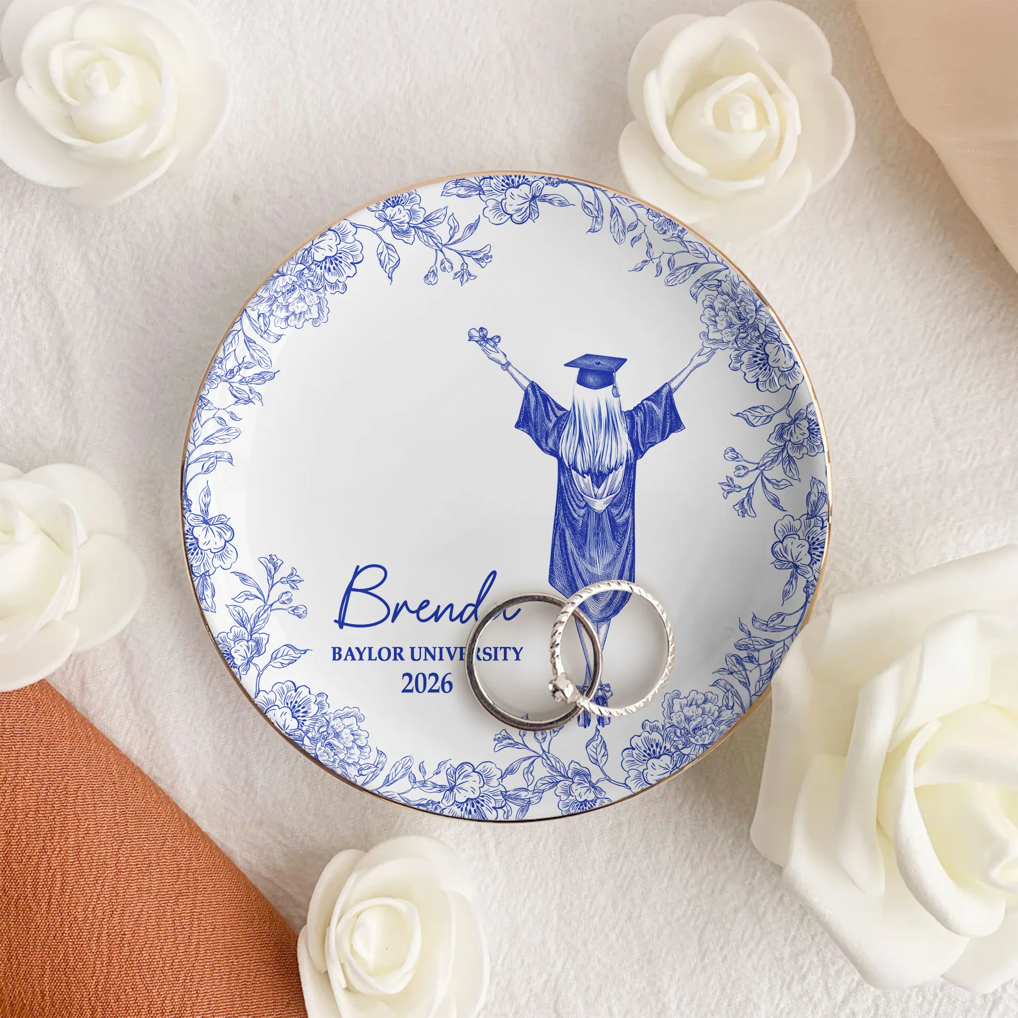 Graduation Toile De Jouy - Personalized Jewelry Dish - Image 5