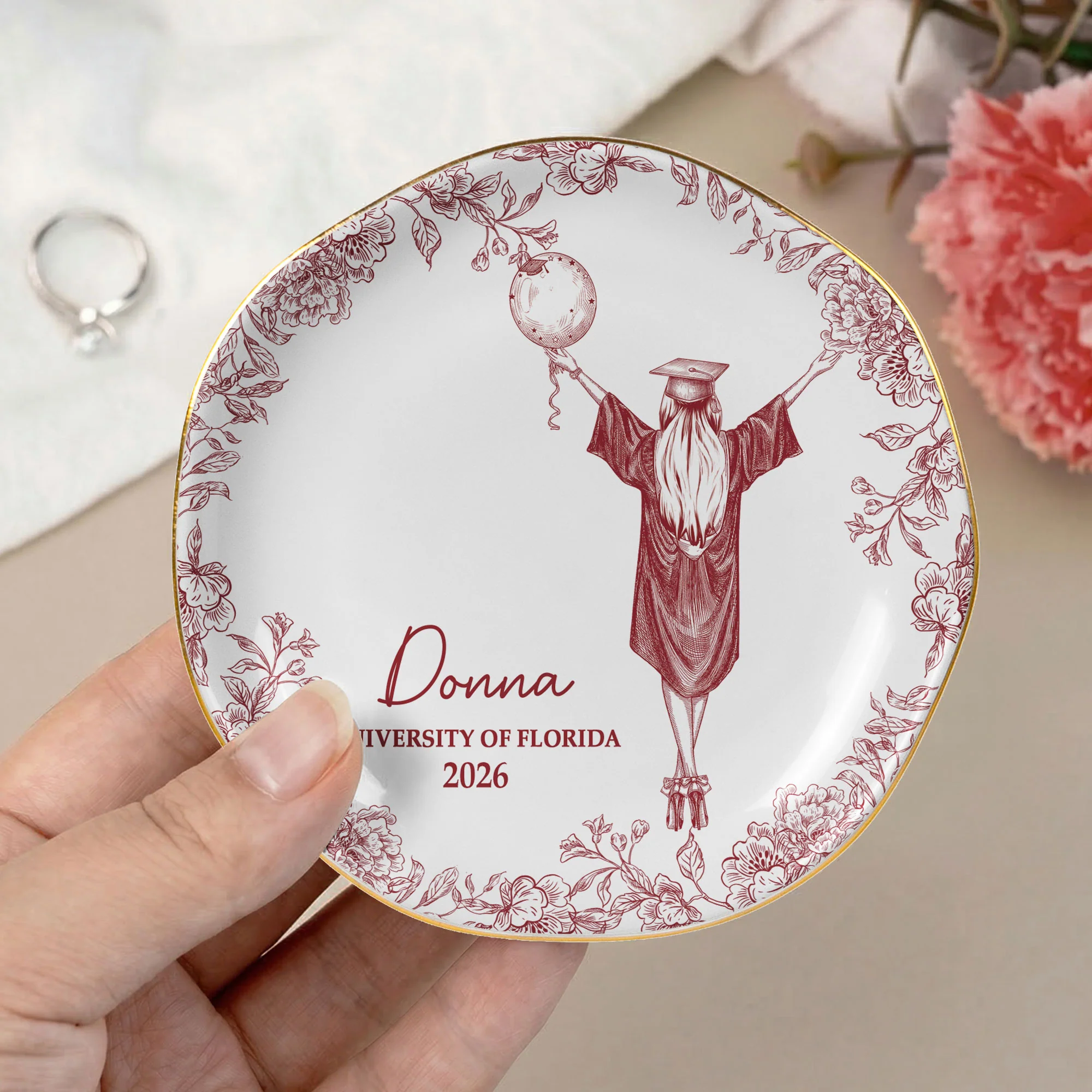 Graduation Toile De Jouy - Personalized Jewelry Dish - Image 7