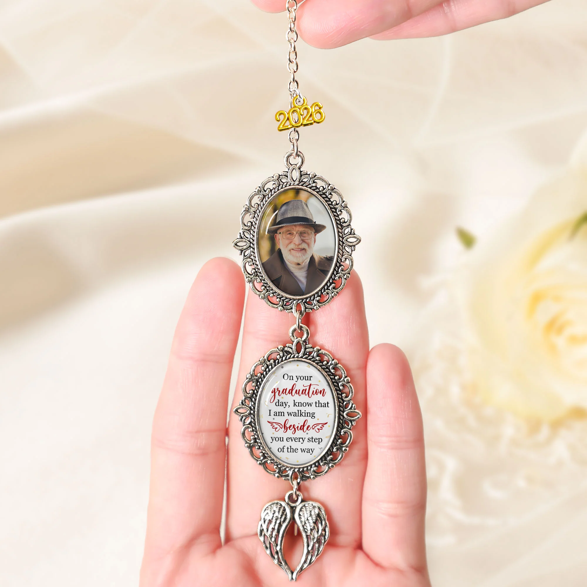 Graduation Walking Beside You Every Step - Custom Graduation Tassel Photo Charm - Image 4