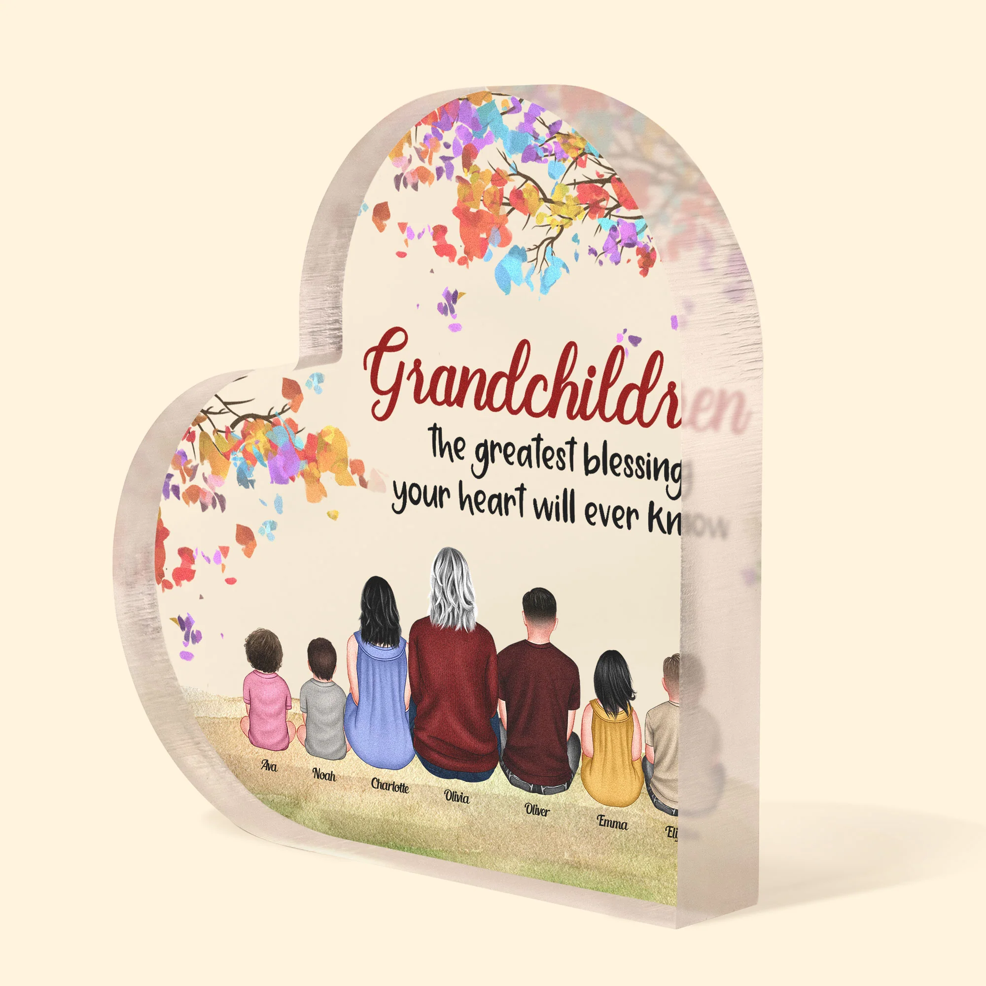 Grandchildren Are The Greatest Blessing - Personalized Heart Shaped Acrylic Plaque - Image 2