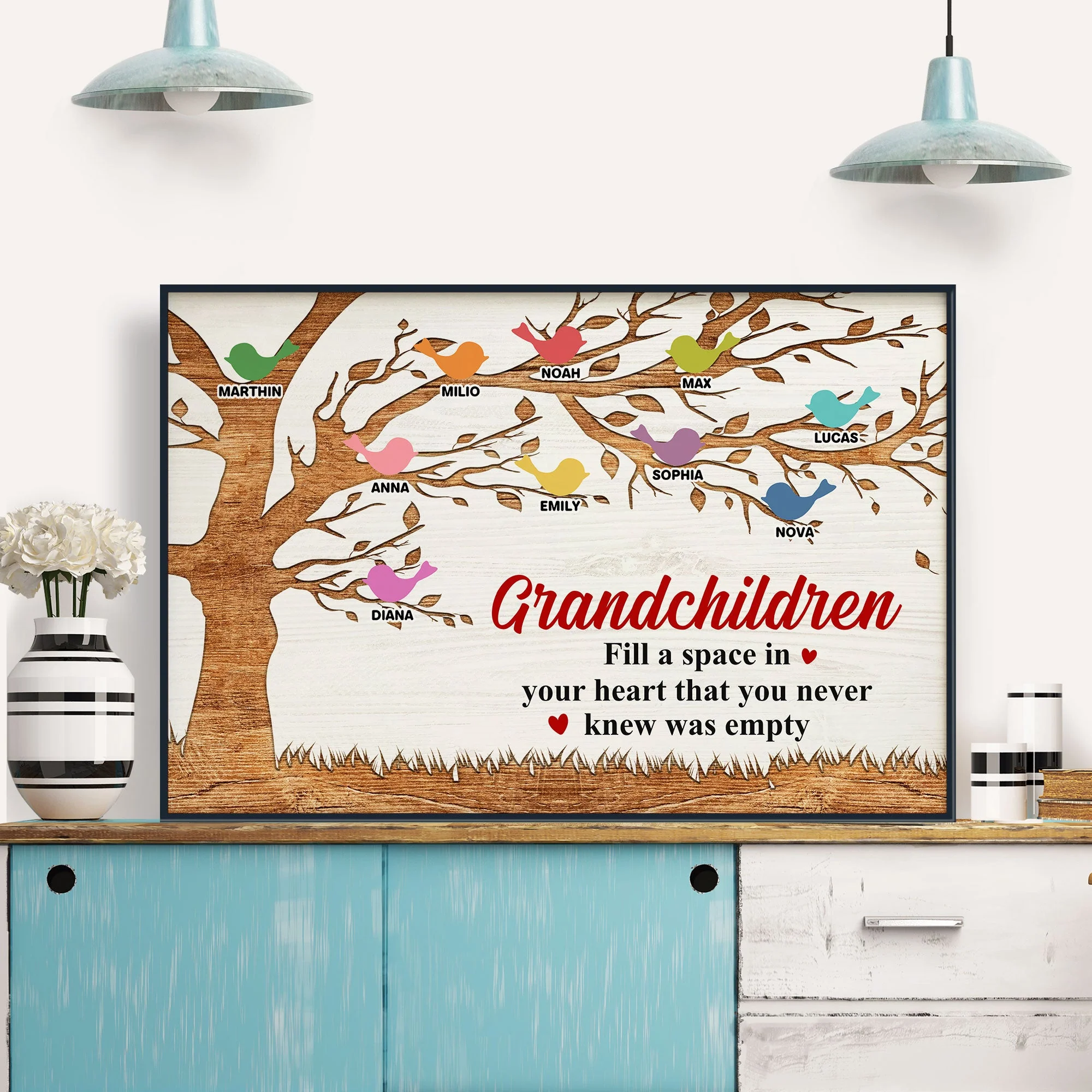 Grandchildren Fill A Space In Your Heart - Personalized Poster - Image 2