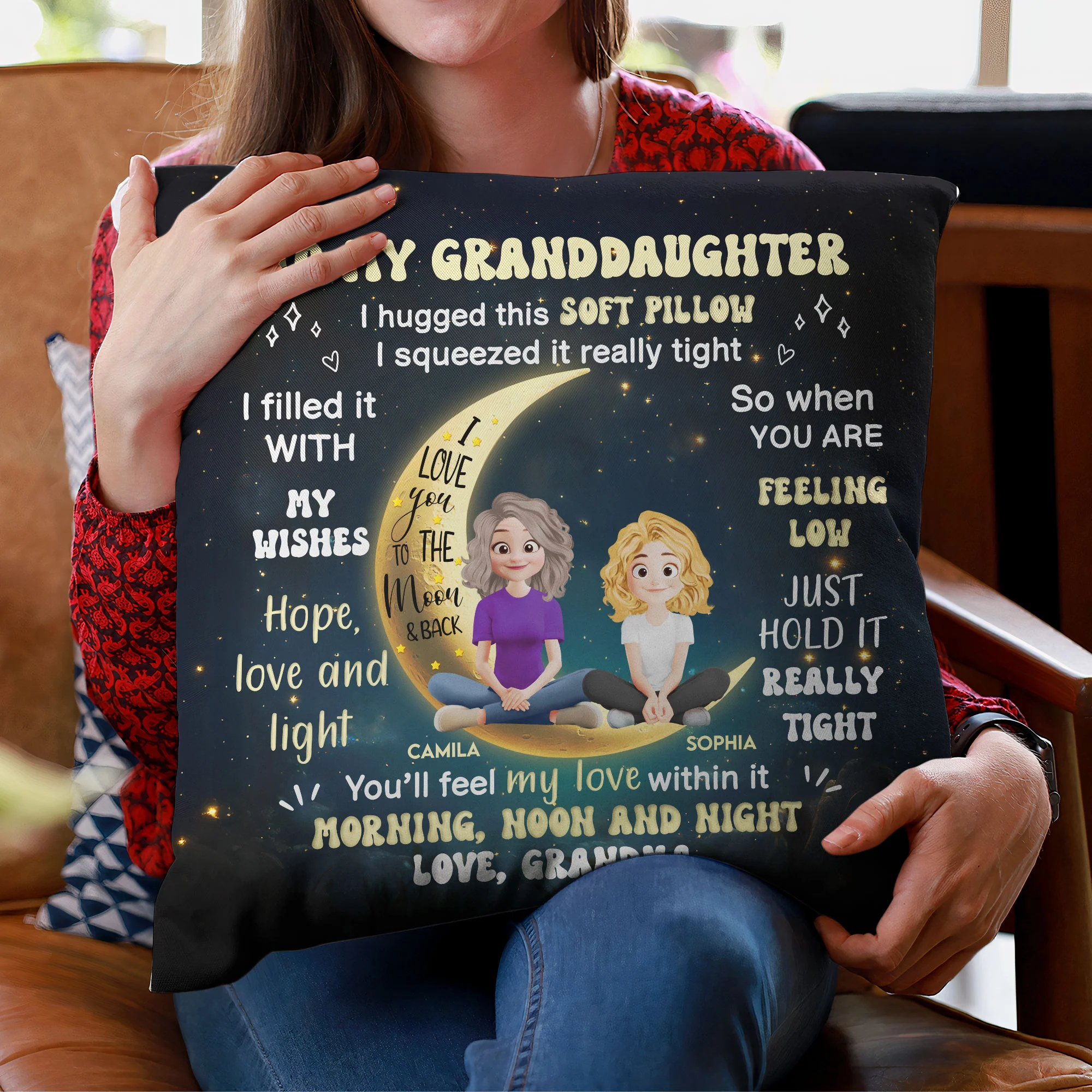 Granddaughter Hug This Pillow - Personalized Pillow (Insert Included) - Image 2
