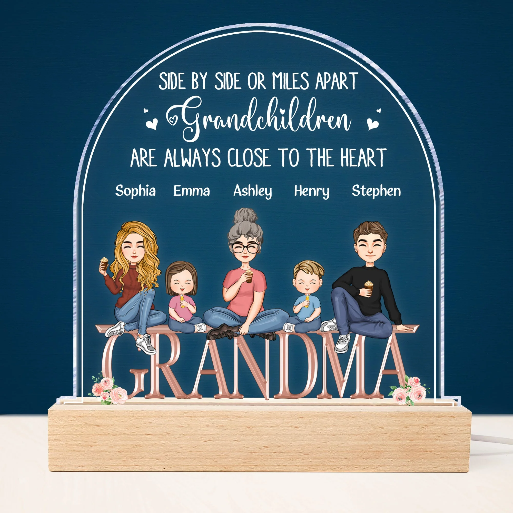 Grandkids Are Always Close To The Heart - Personalized LED Light - Mother's Day, Birthday, Loving Gift For Grandma, Nana, Gigi - Image 2