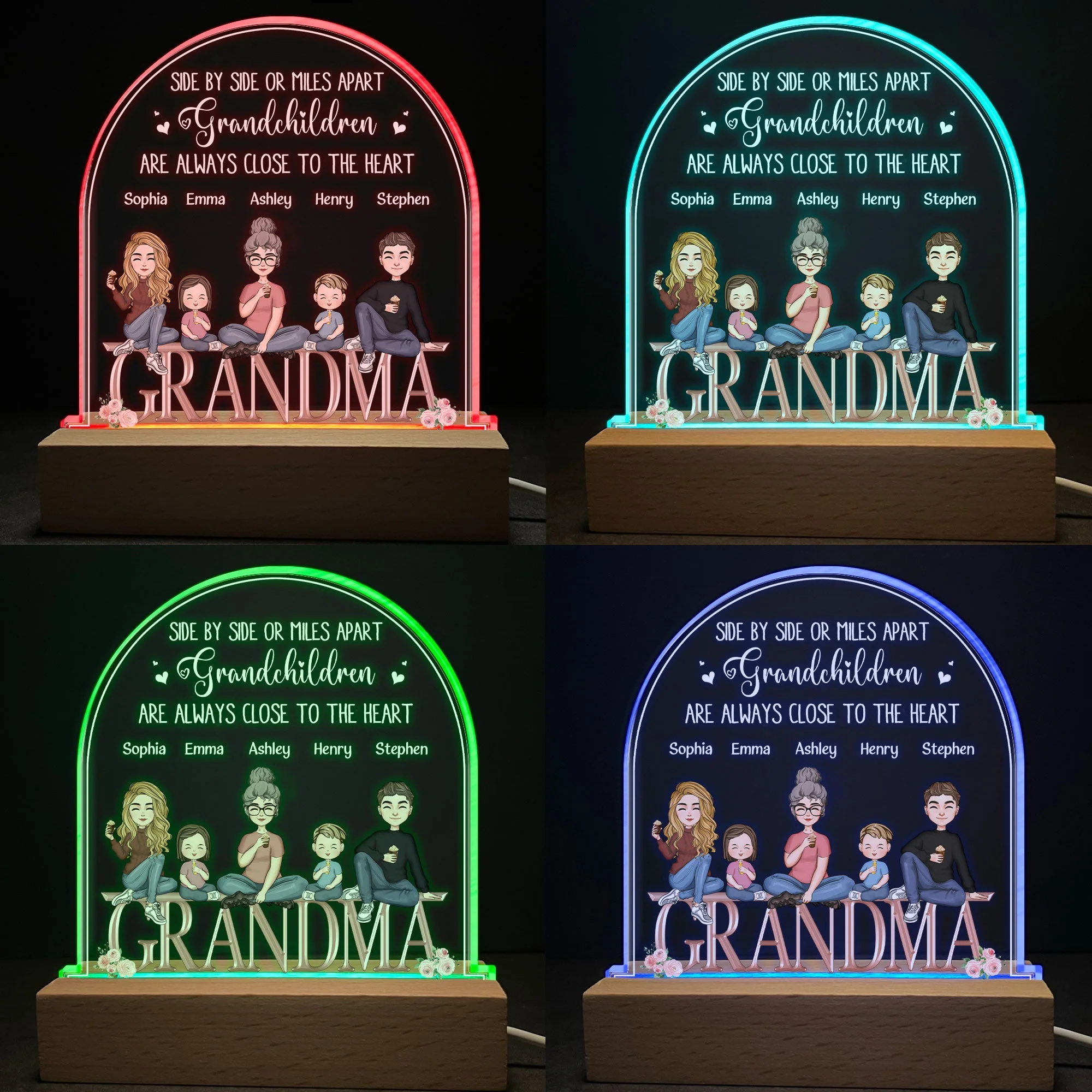 Grandkids Are Always Close To The Heart - Personalized LED Light - Mother's Day, Birthday, Loving Gift For Grandma, Nana, Gigi - Image 3