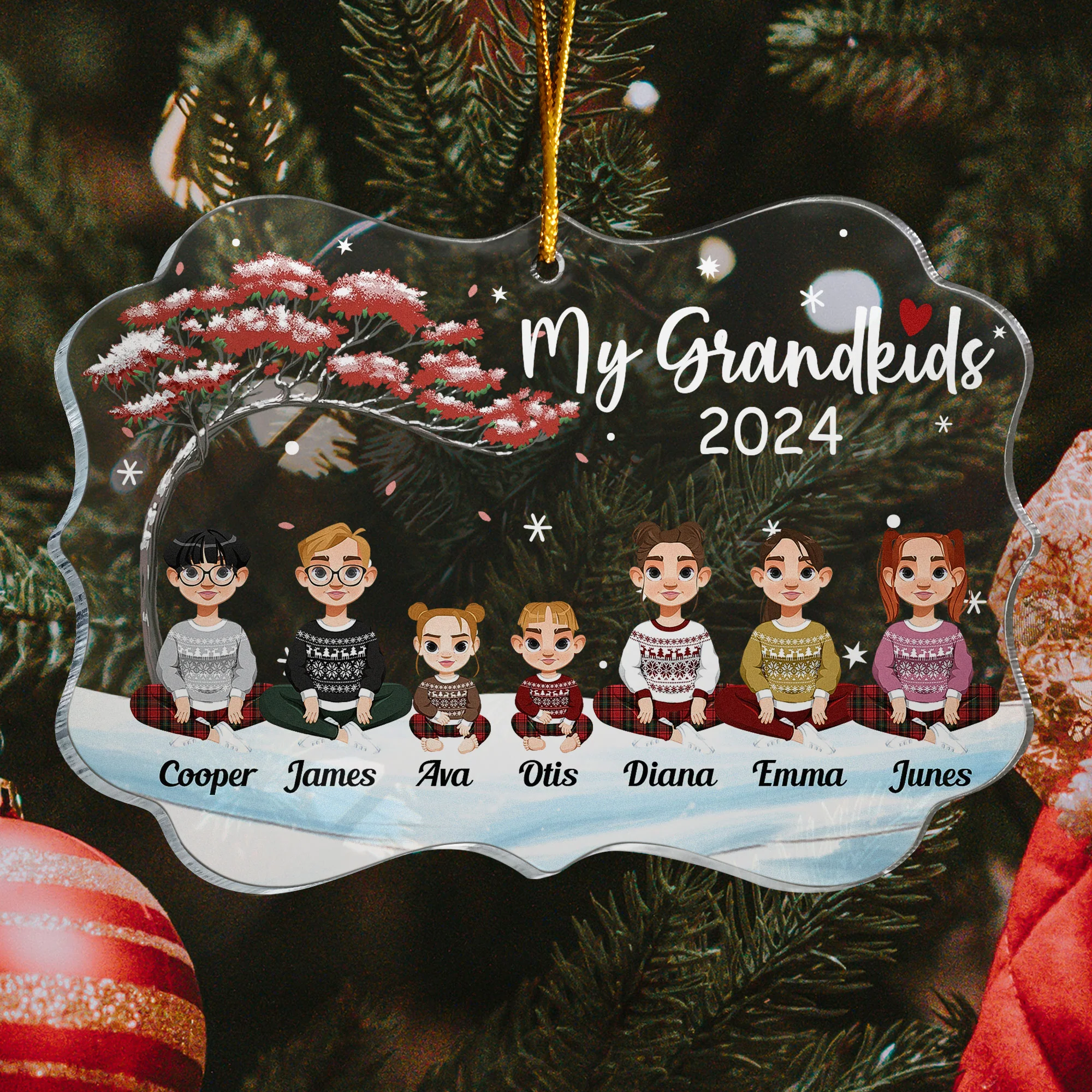 Grandkids Christmas Ornament - Personalized Acrylic Ornament - Image 4