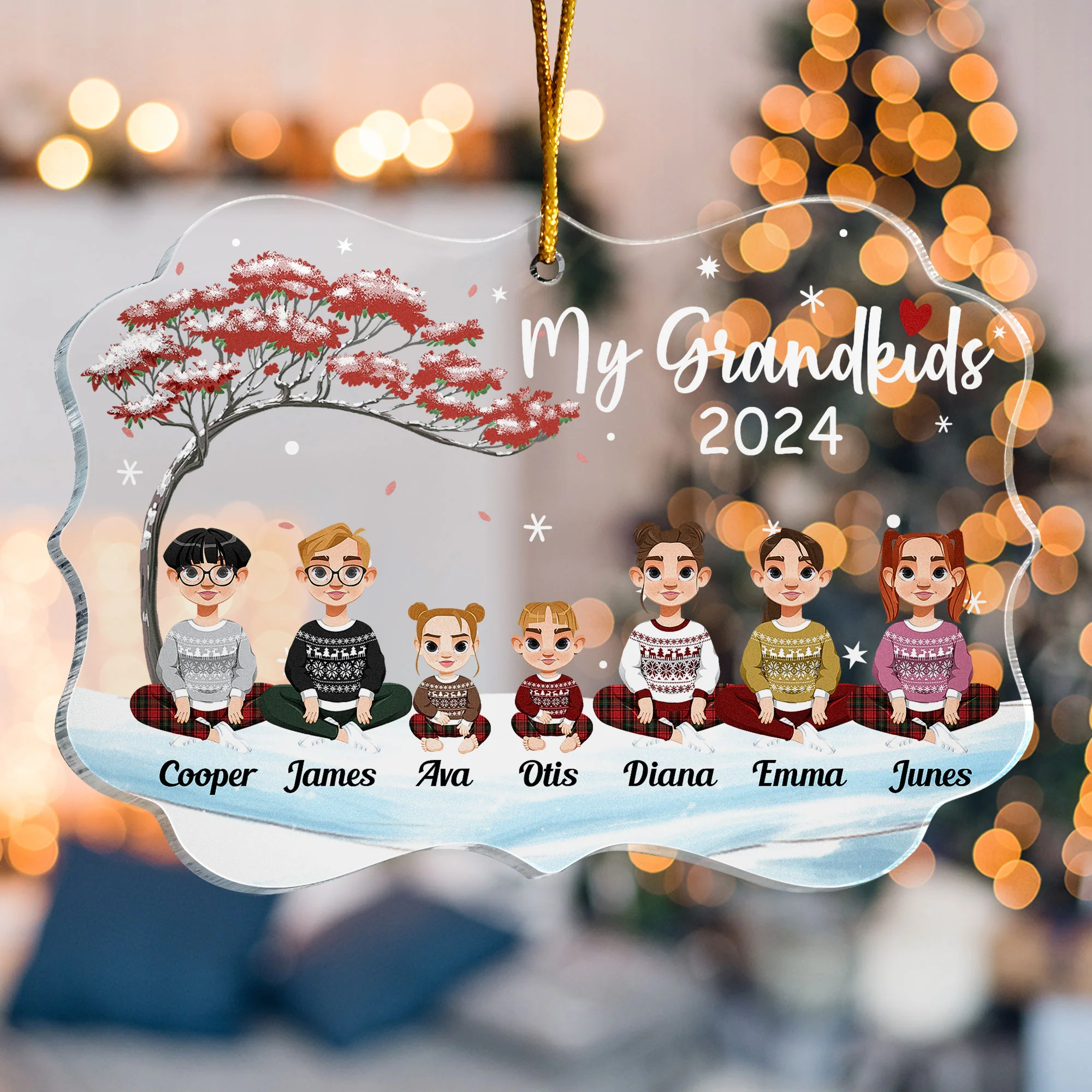 Grandkids Christmas Ornament - Personalized Acrylic Ornament - Image 5