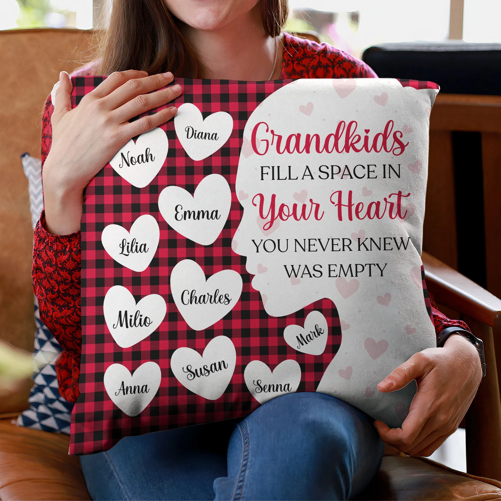 Grandkids Fill Space In Your Heart - Personalized Pillow (Insert Included) - Image 3