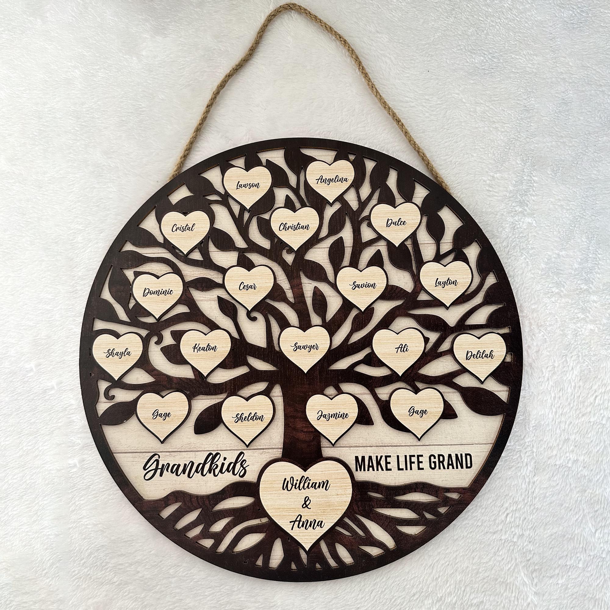 Grandkids Make Life Grand - Personalized 2 Layers Wood Sign - Image 3