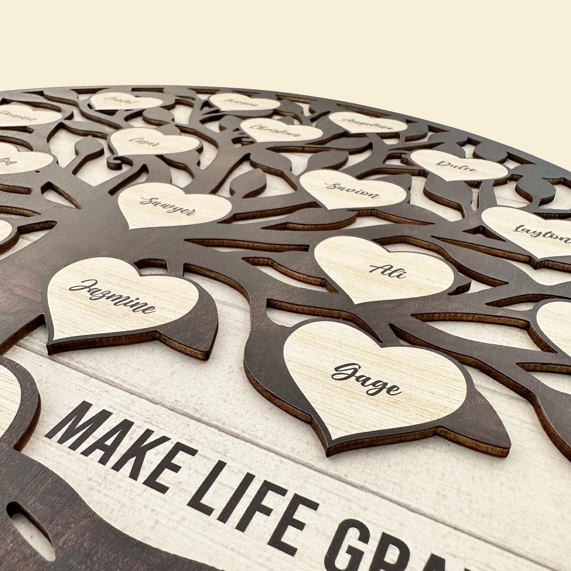 Grandkids Make Life Grand - Personalized 2 Layers Wood Sign - Image 4