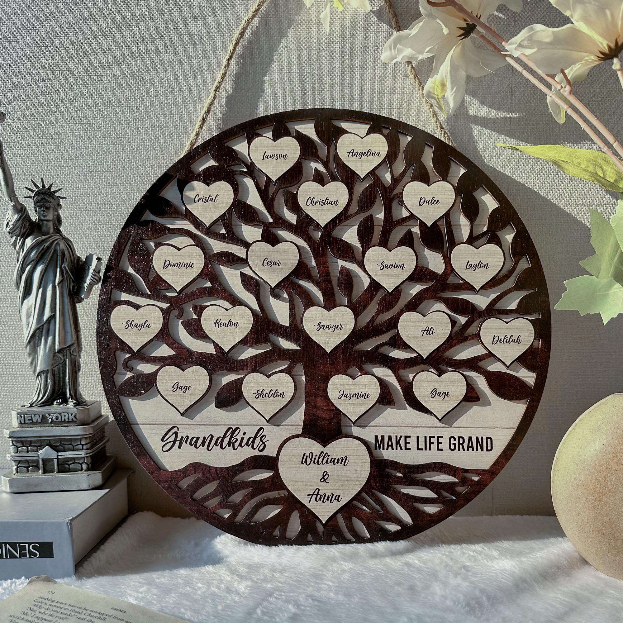 Grandkids Make Life Grand - Personalized 2 Layers Wood Sign - Image 5
