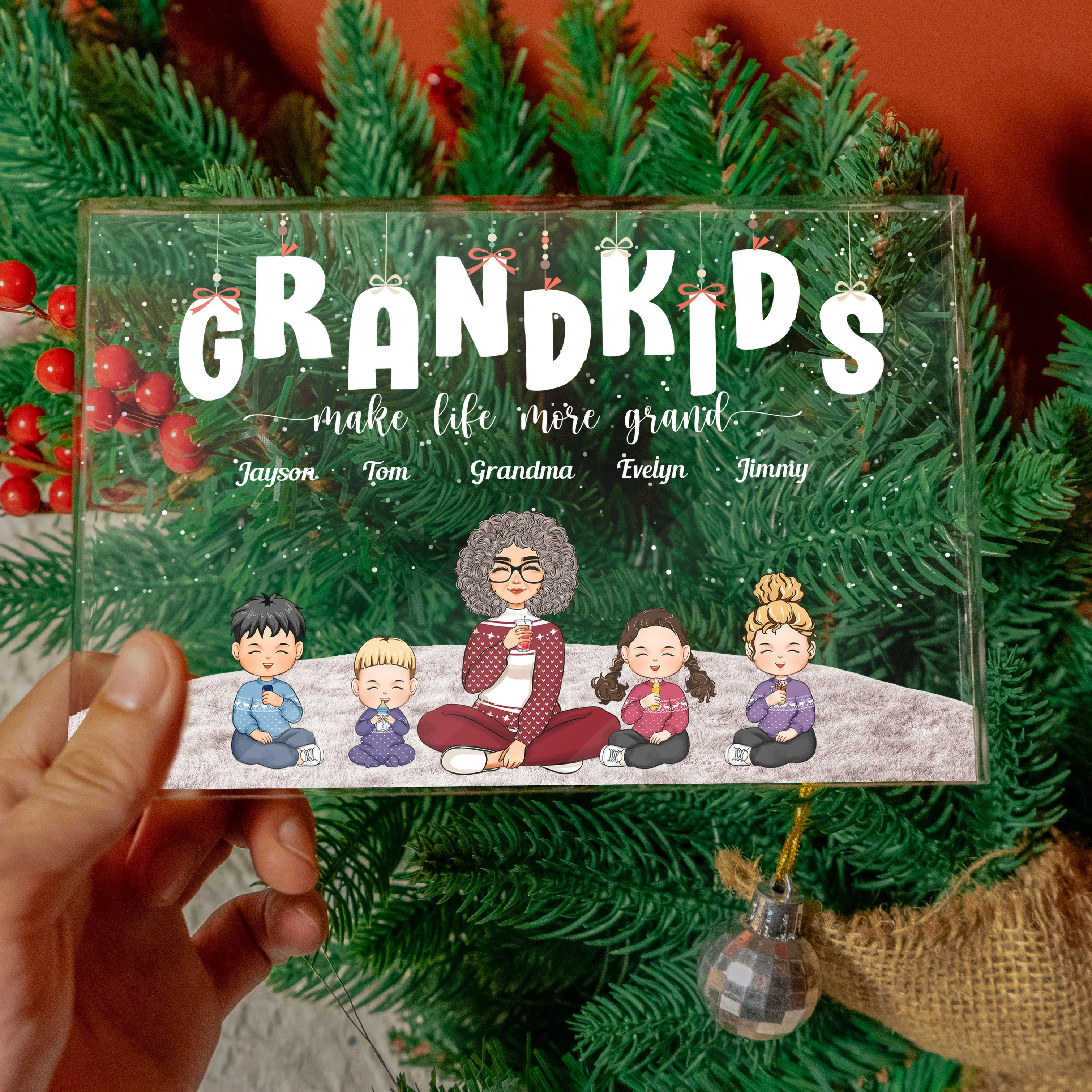 Grandkids Make Life More Grand 2 - Personalized Rectangle Acrylic Plaque - Image 2
