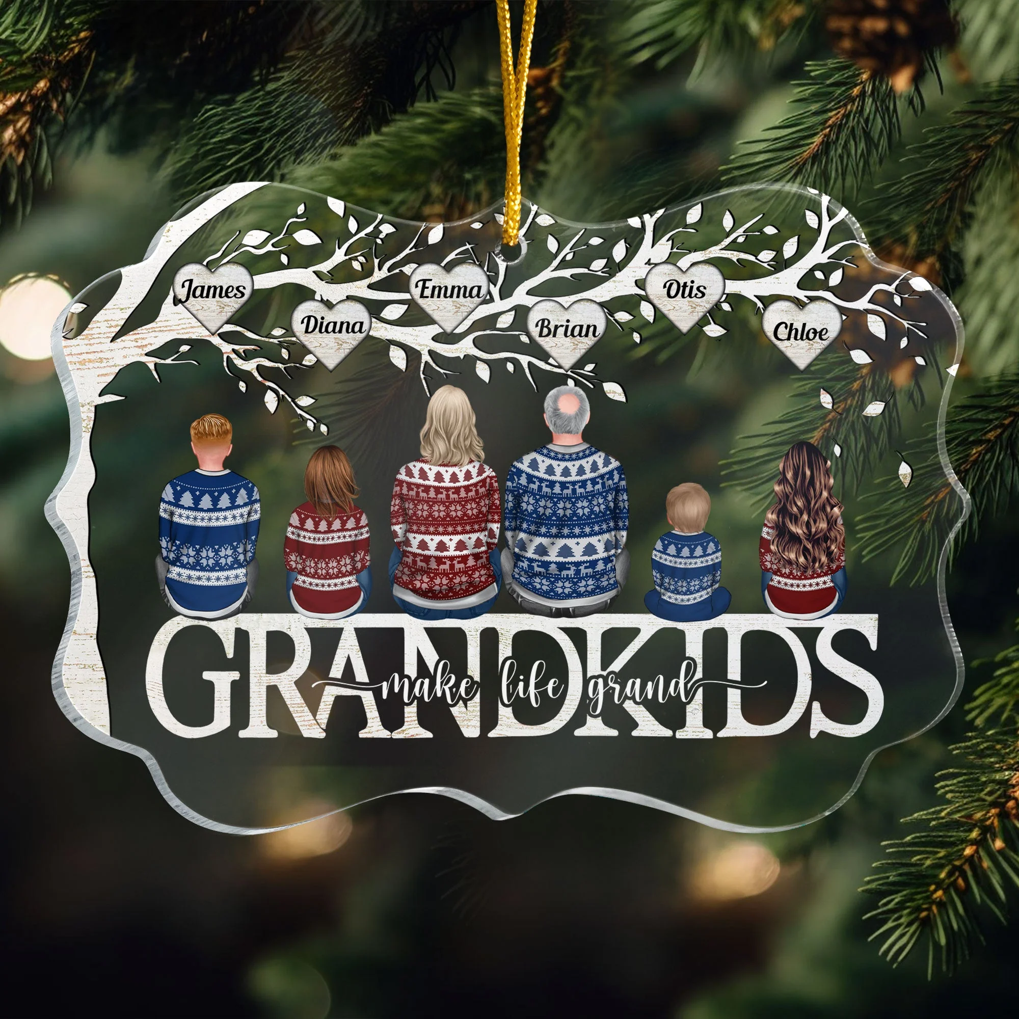 Grandkids Make Life More Grand - Personalized Acrylic Ornament - Image 2