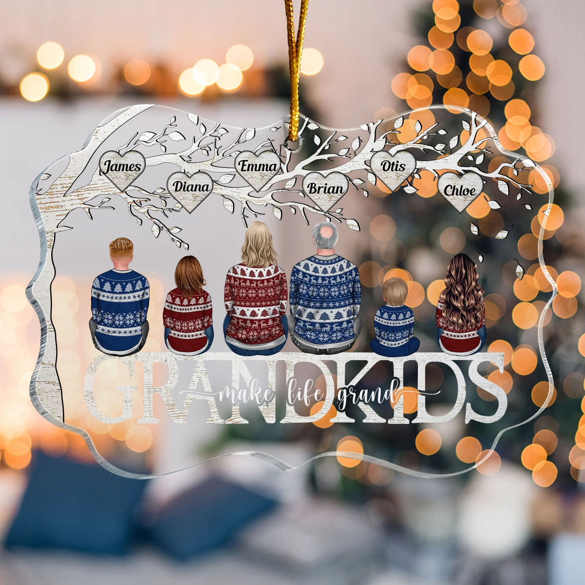 Grandkids Make Life More Grand - Personalized Acrylic Ornament - Image 4