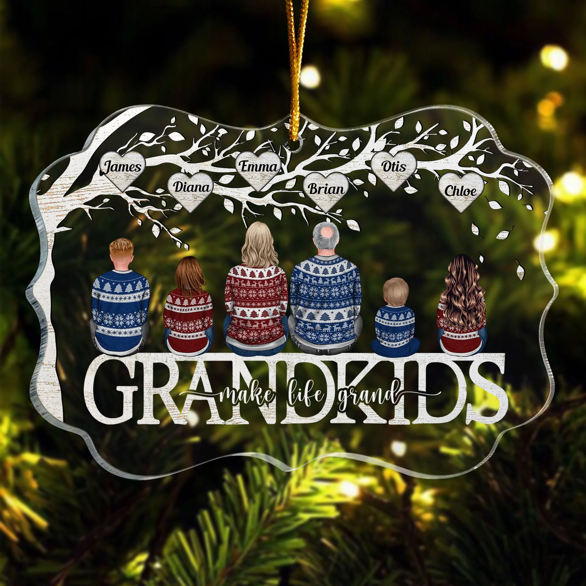 Grandkids Make Life More Grand - Personalized Acrylic Ornament - Image 5