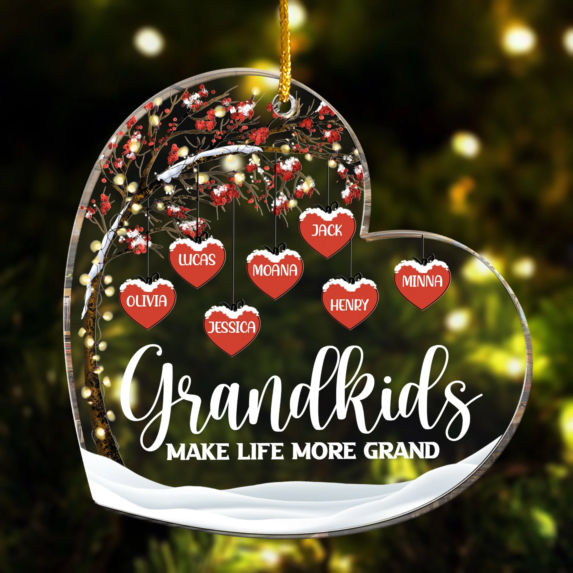 Grandkids Make Life More Grand - Personalized Acrylic Ornament - Image 2