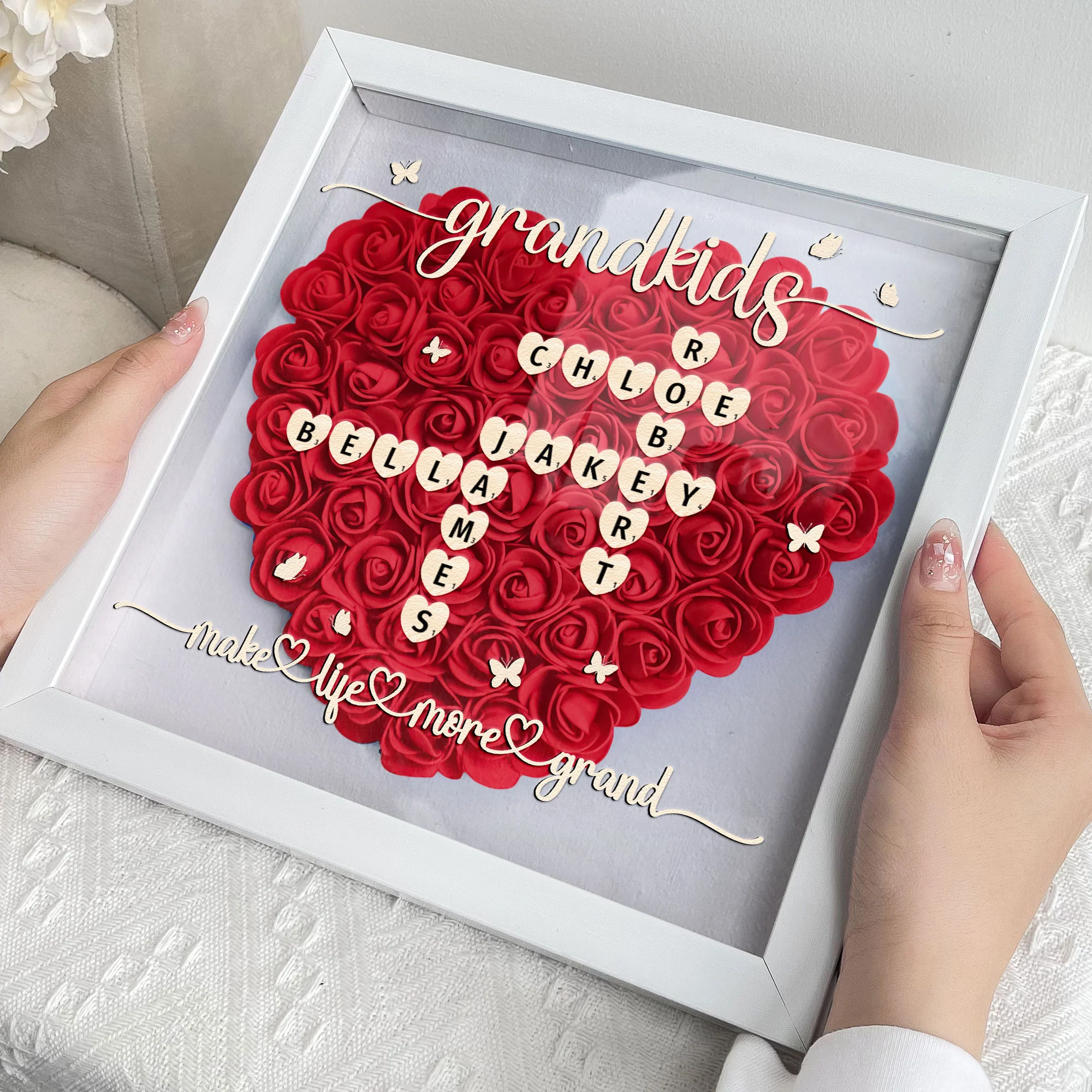 Grandkids Make Life More Grand - Personalized Flower Shadow Box - Image 2