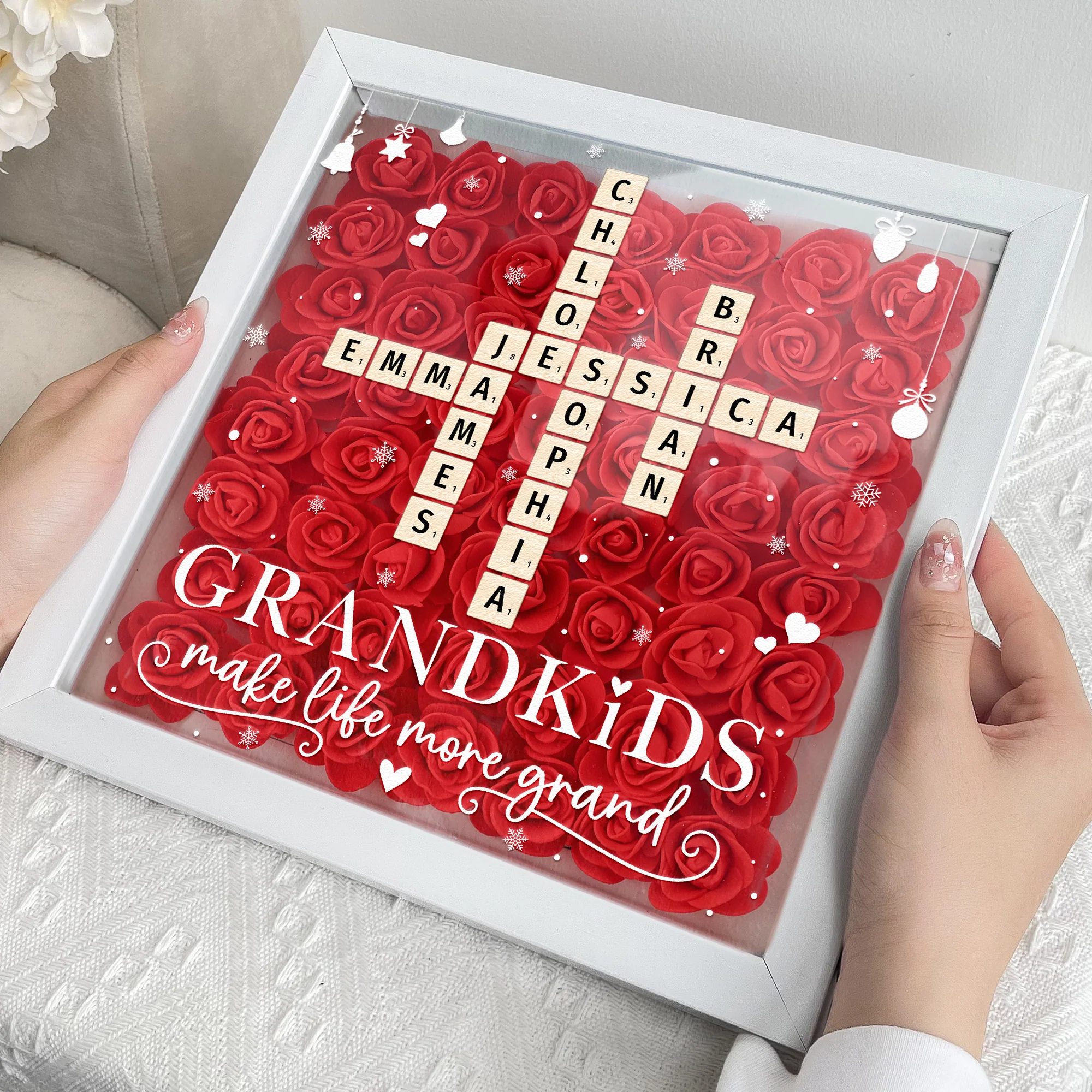 Grandkids Make Life More Grand - Personalized Flower Shadow Box With LED Light - Image 4