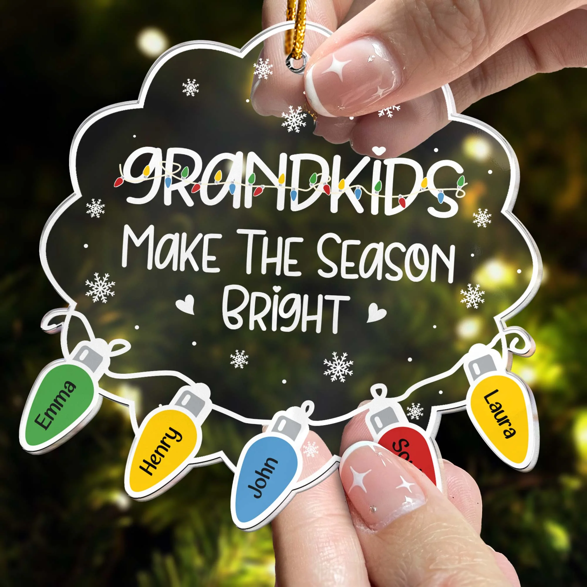 Grandkids Make The Season Bright - Personalized Acrylic Ornament - Image 2