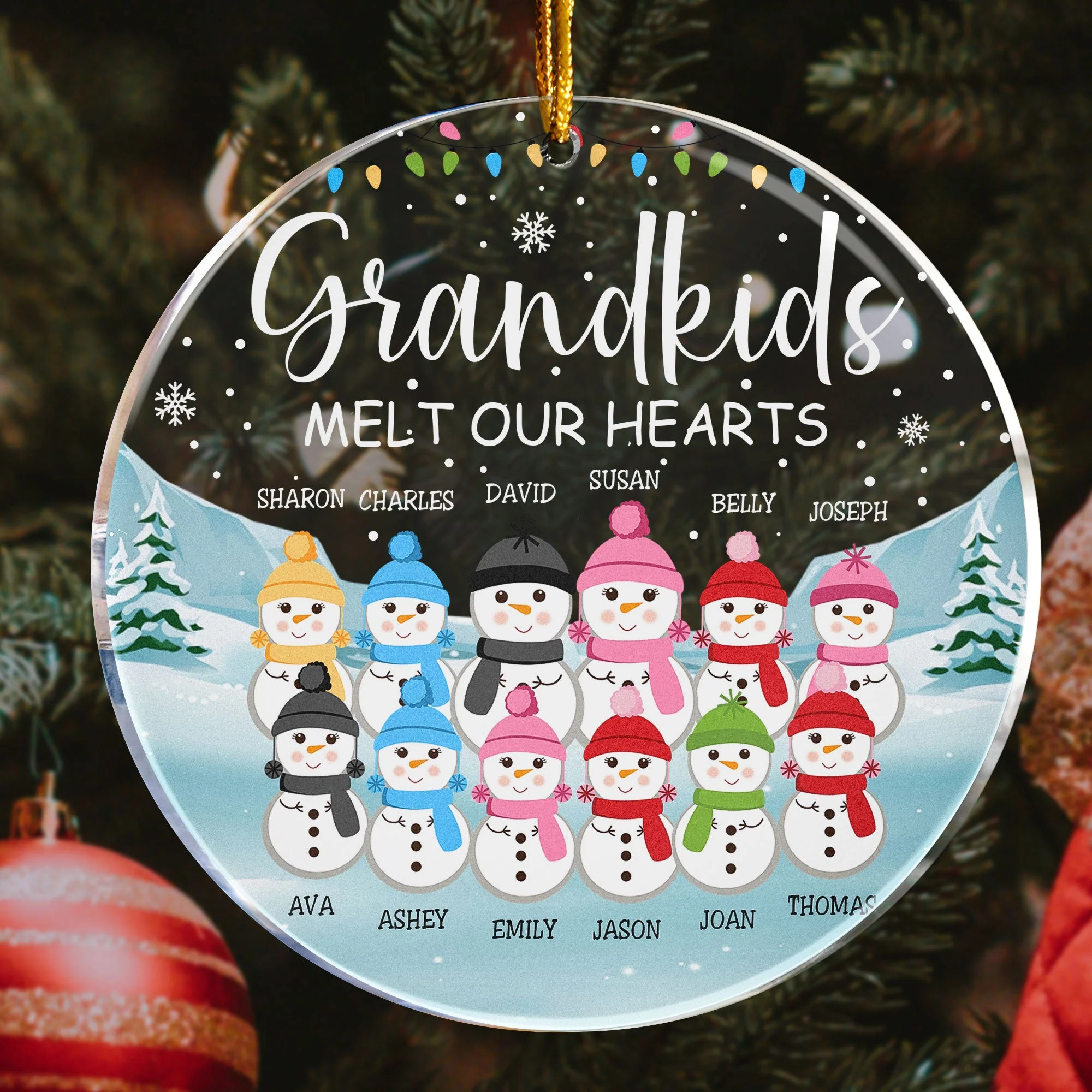Grandkids Melt Our Heart - Personalized Circle Acrylic Ornament - Christmas, Loving Gift For Grandparent, Grandma, Mimi - Image 3