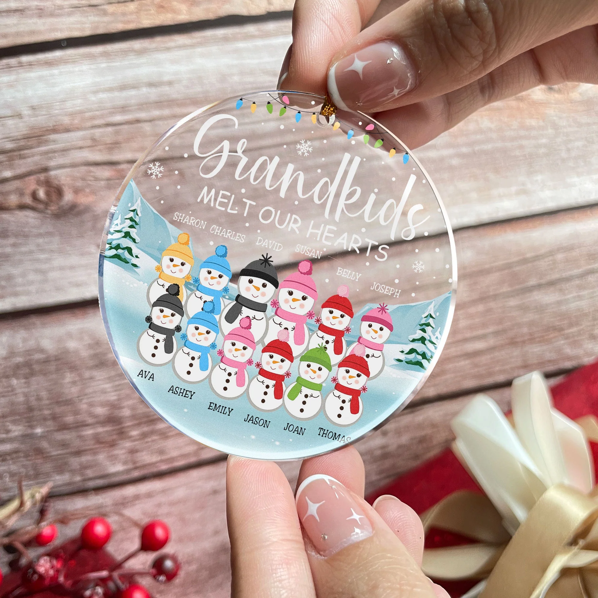Grandkids Melt Our Heart - Personalized Circle Acrylic Ornament - Christmas, Loving Gift For Grandparent, Grandma, Mimi - Image 4