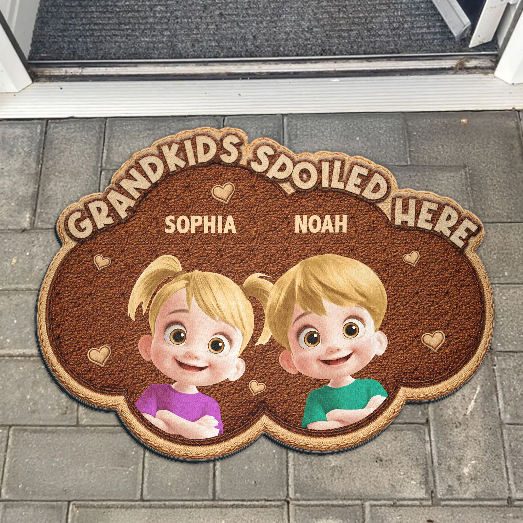 Grandkids Spoiled Here - For Grandma, Grandpa, Papa, Nana, Grandparents - Personalized Doormat - Image 2