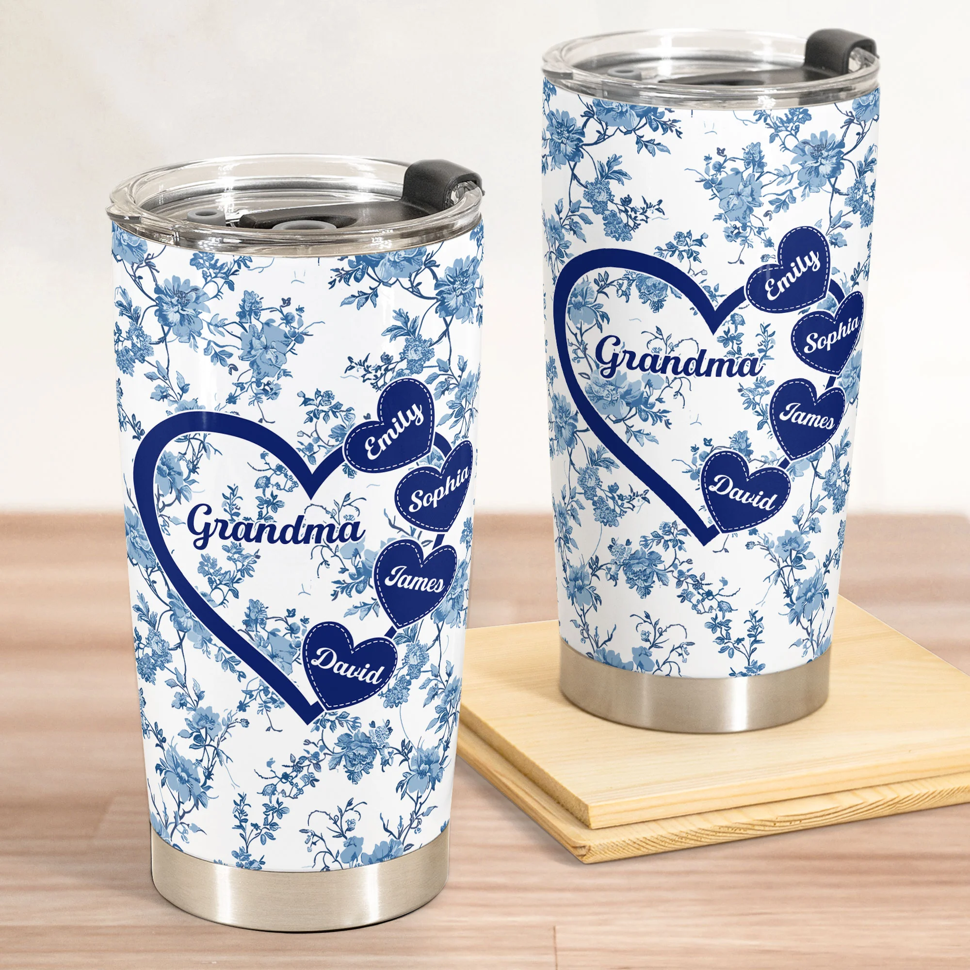 Grandma - Floral Version - Personalized Tumbler Cup - Image 2