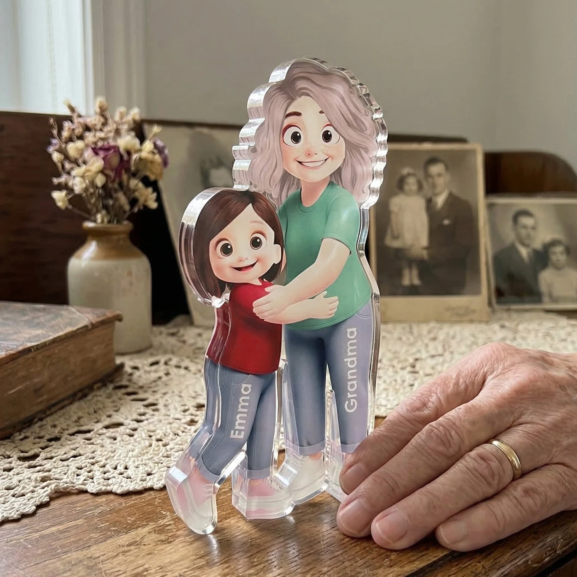 Grandma Hugging Grandkids - Personalized Acrylic Plaque - Image 4