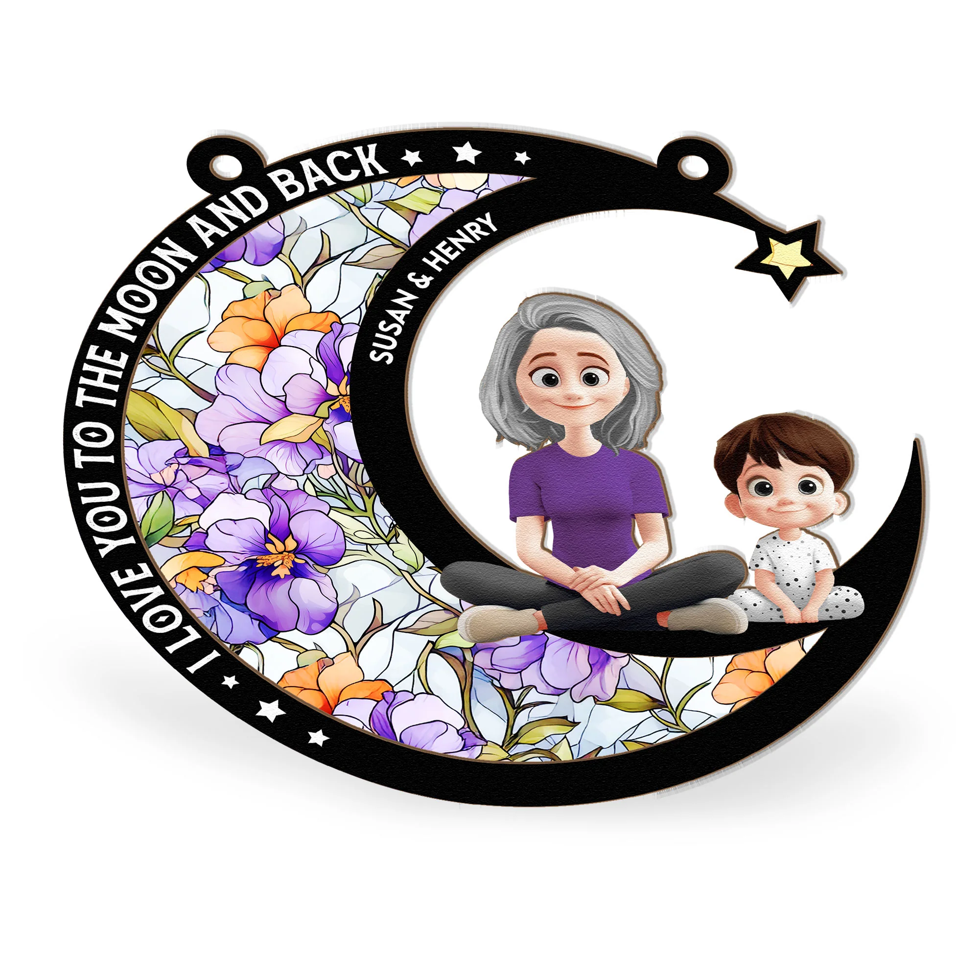 Grandma I Love You - Personalized Window Hanging Suncatcher Ornament - Image 3