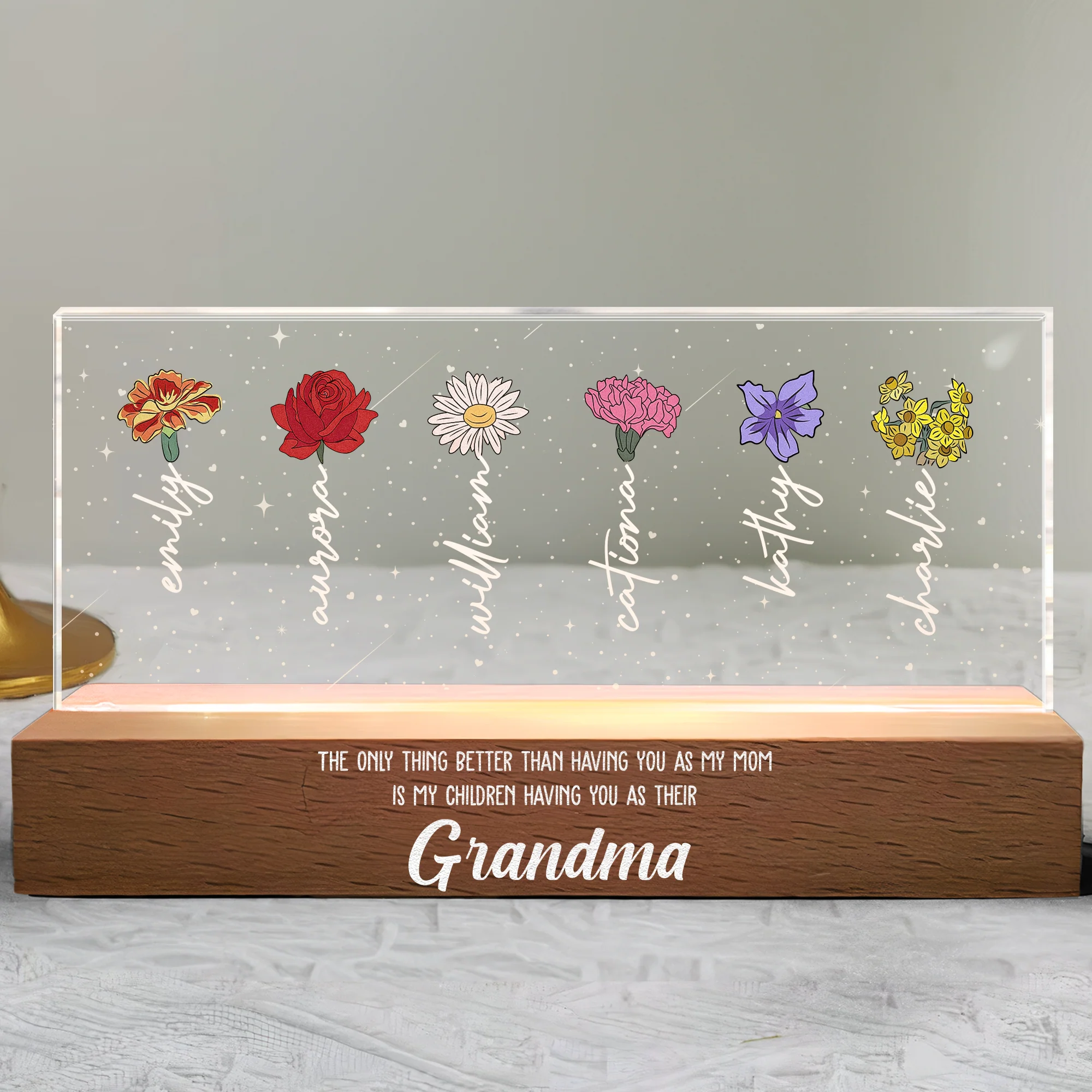 Grandma Love Custom Birth Flower - Personalized LED Night Light - Image 4