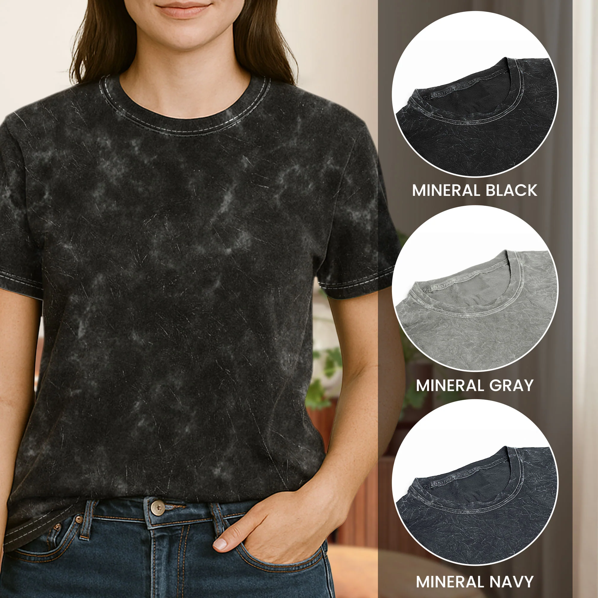 Grandma Of Little Monsters - Personalized Photo Acid Wash T‑Shirt - Image 4