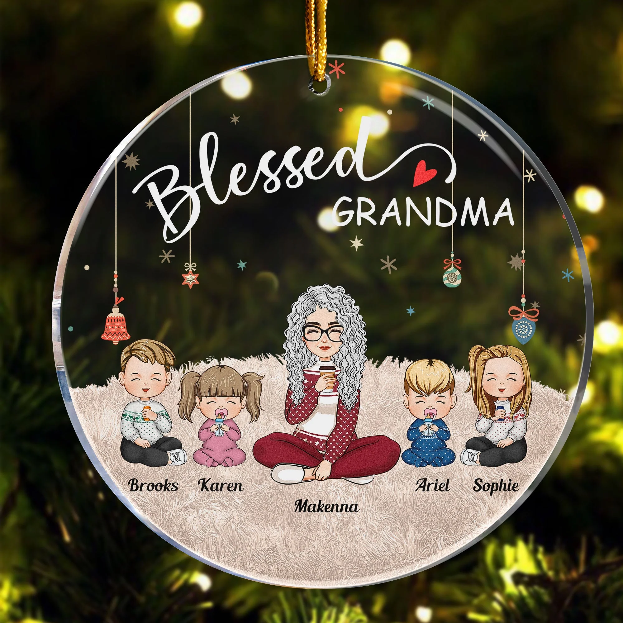 Grandma - Personalized Circle Acrylic Ornament - Image 2