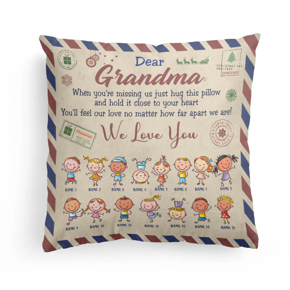 Grandma Postcard - Personalized Pillow (Insert Included) - Christmas Gift For Grandma